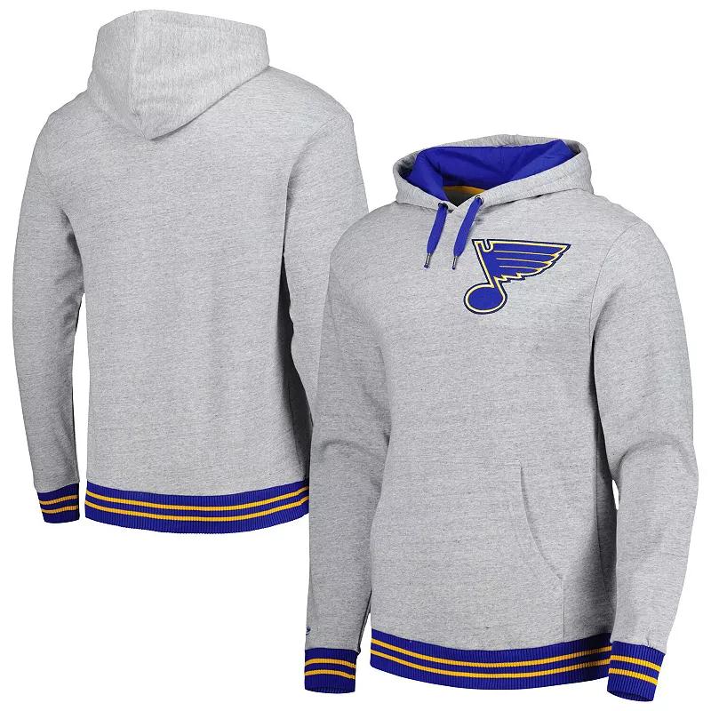 Men's Mitchell & Ness  Heather Gray St. Louis Blues Classic French Terry Pullover Hoodie, Size: XL, Grey Product Image
