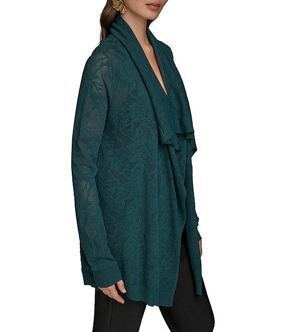 Donna Kara Pointelle Angle Hem Open Front Cardigan Product Image