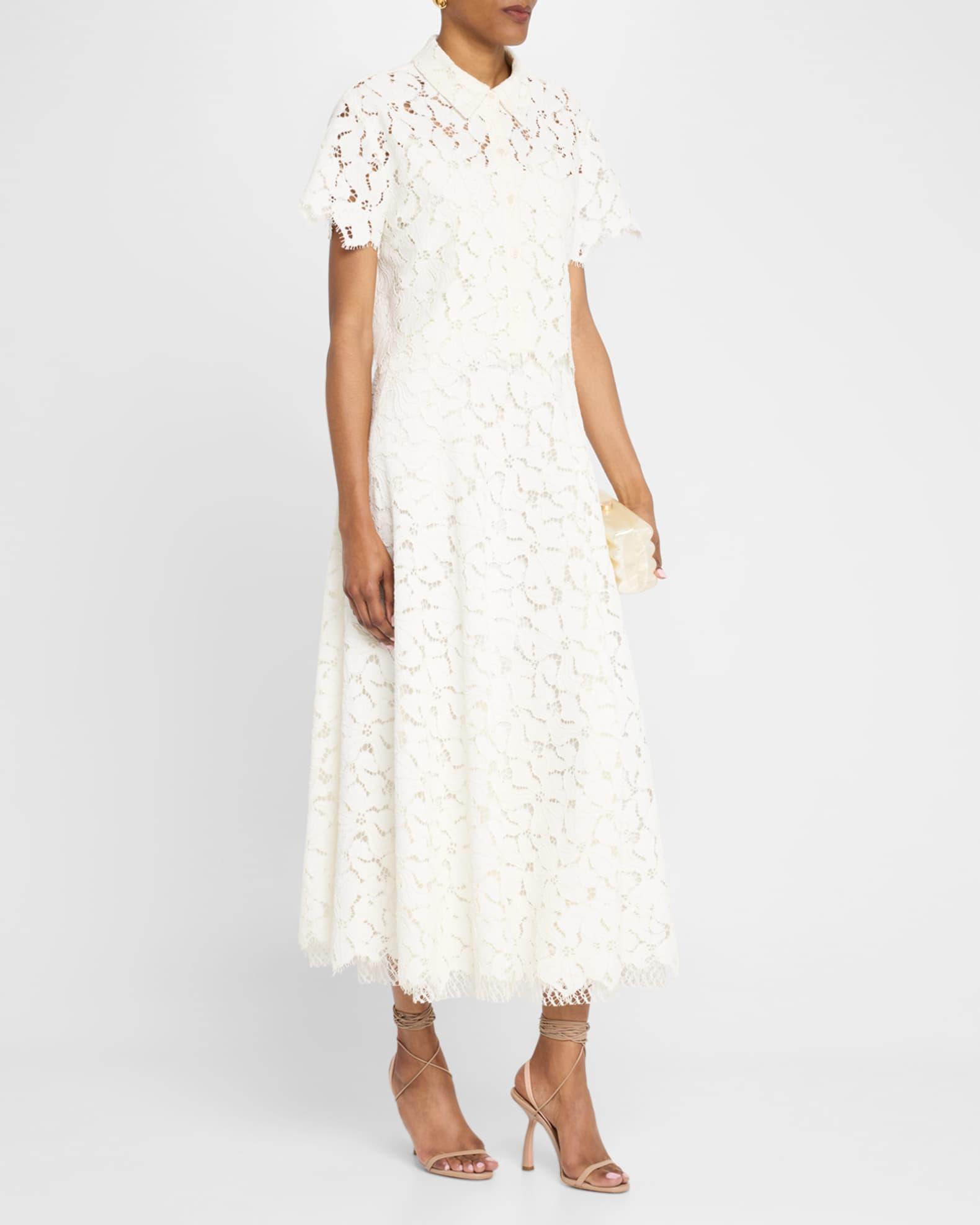 Marjorie Cropped Floral Lace Camp Shirt Product Image