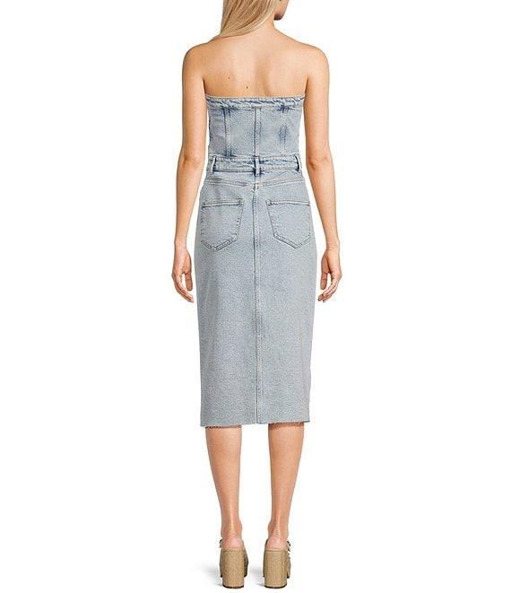 GB Strapless Denim Slit Midi Dress Product Image