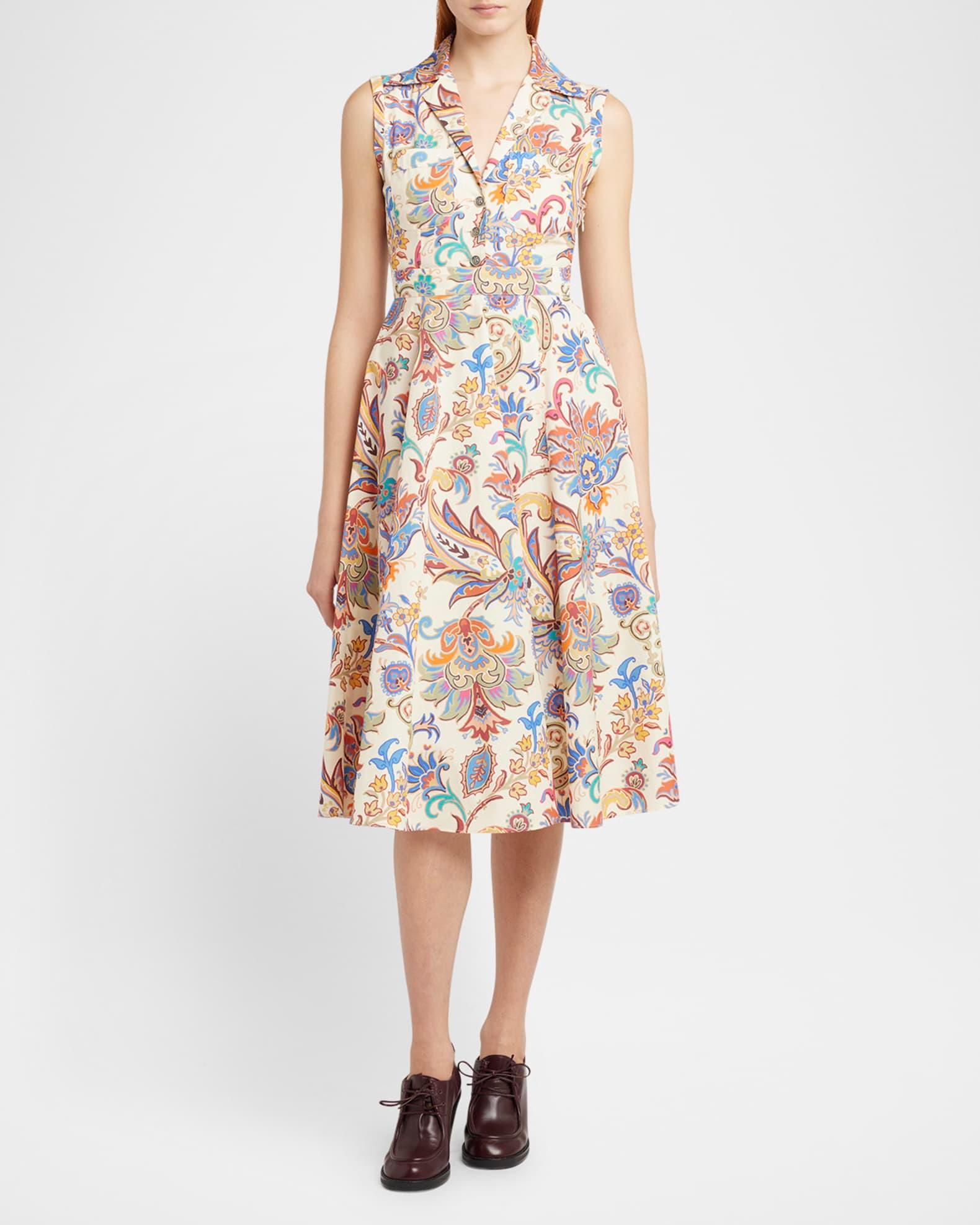 Printed Sleeveless Midi Shirtdress Product Image