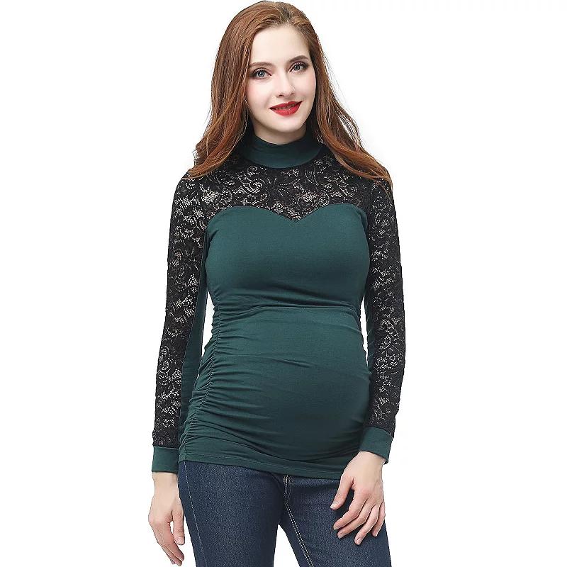 Maternity Pokkori Mockneck Lace Panel Top, Women's,  Product Image