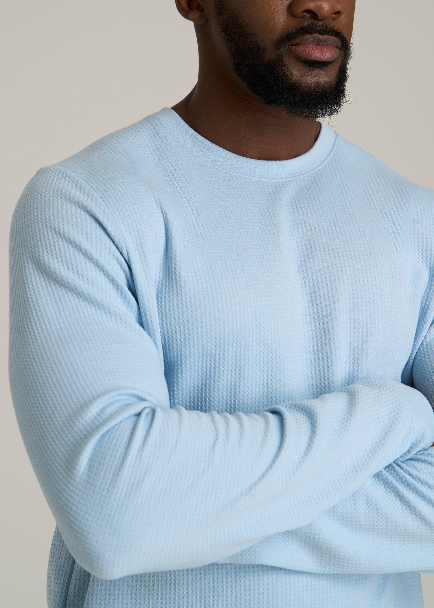 Cloud Knit Waffle Long Sleeve Tee for Tall Men in Ice Blue Male Product Image