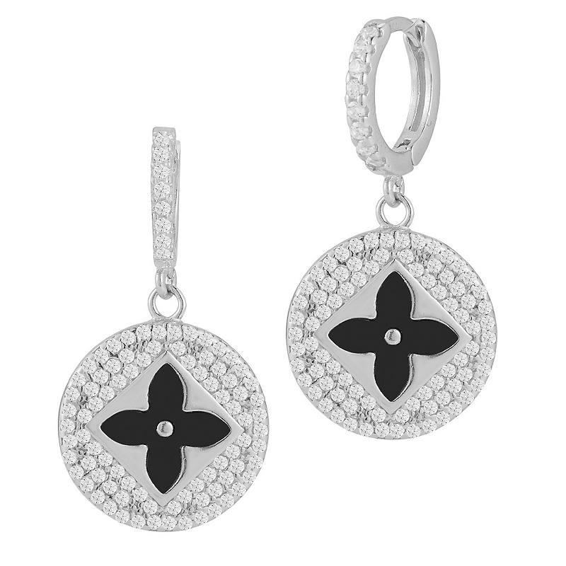 Sunkissed Sterling Gemstone & Cubic Zirconia Clover Earrings, Women's, Silver Tone White Product Image