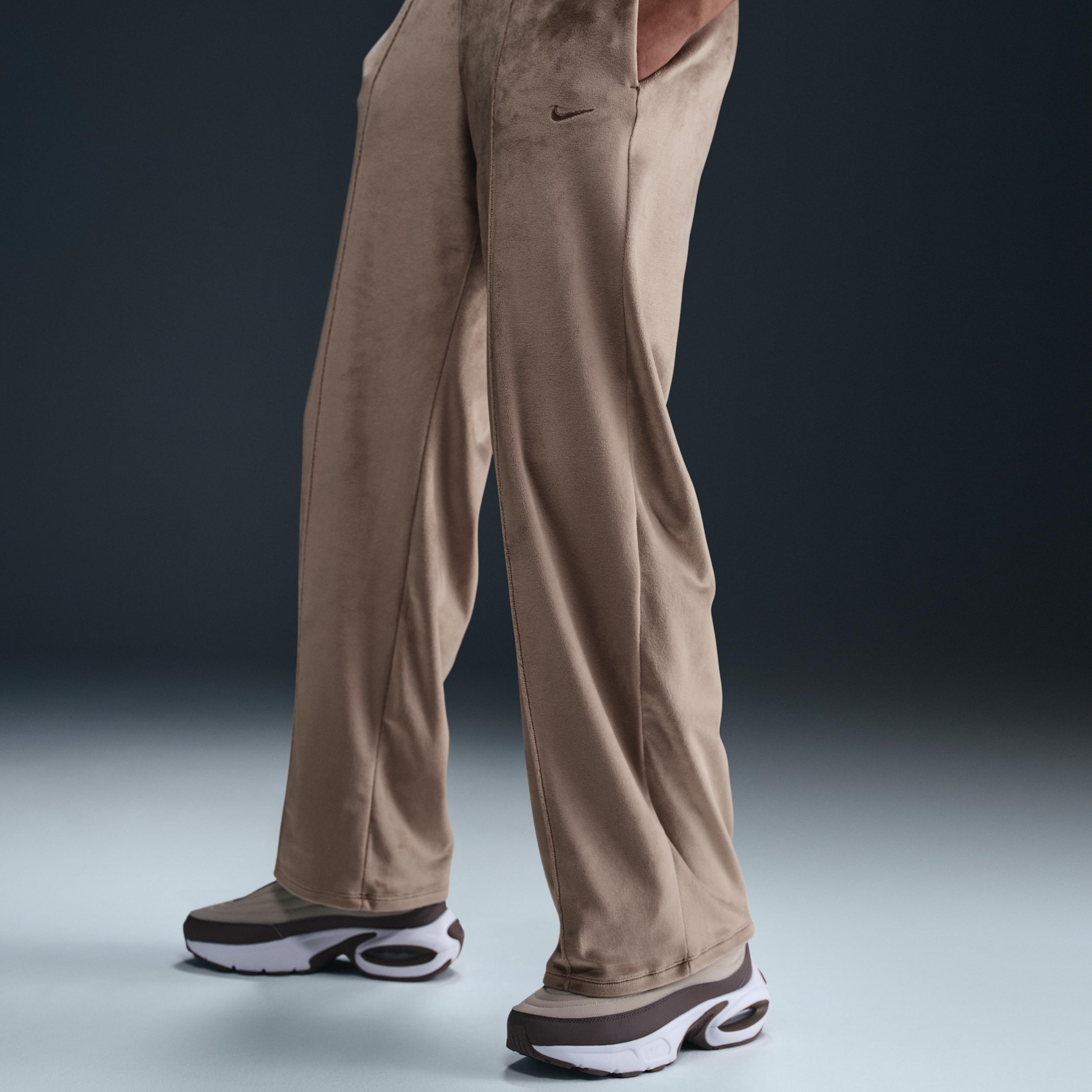 Womens Nike Sportswear Chill Knit Mid-Rise Velour Pants | HJ0922-233 Product Image