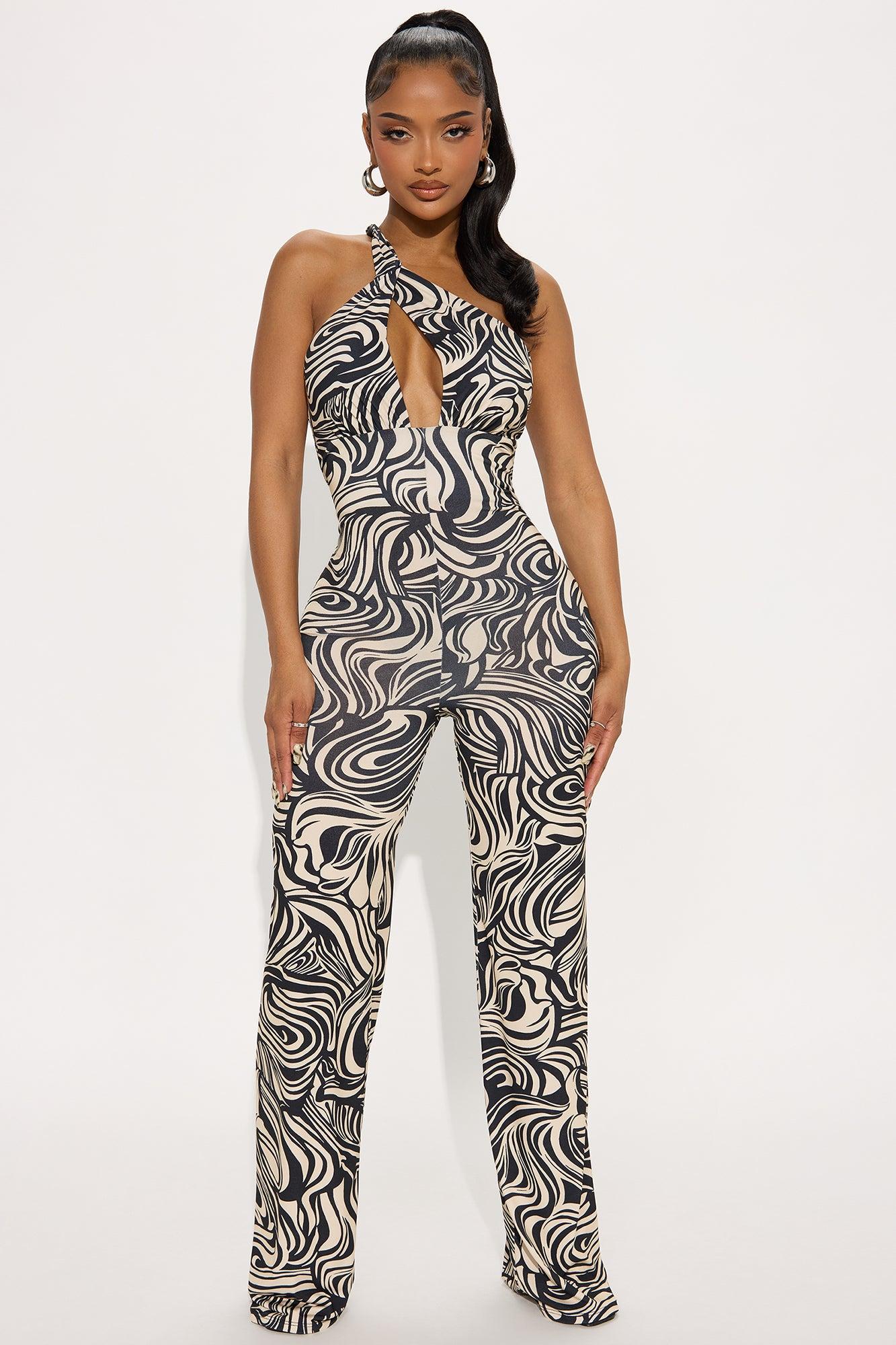 Playing Hard To Get Jumpsuit - Black/combo Female Product Image