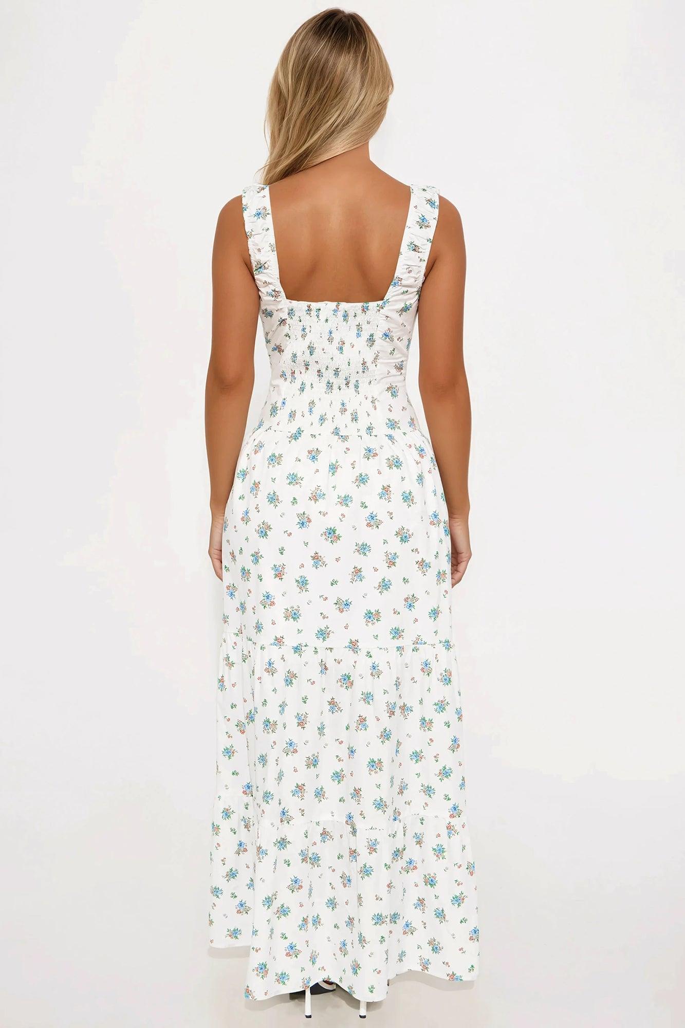 Jennifer Poplin Maxi Dress - White/combo Product Image
