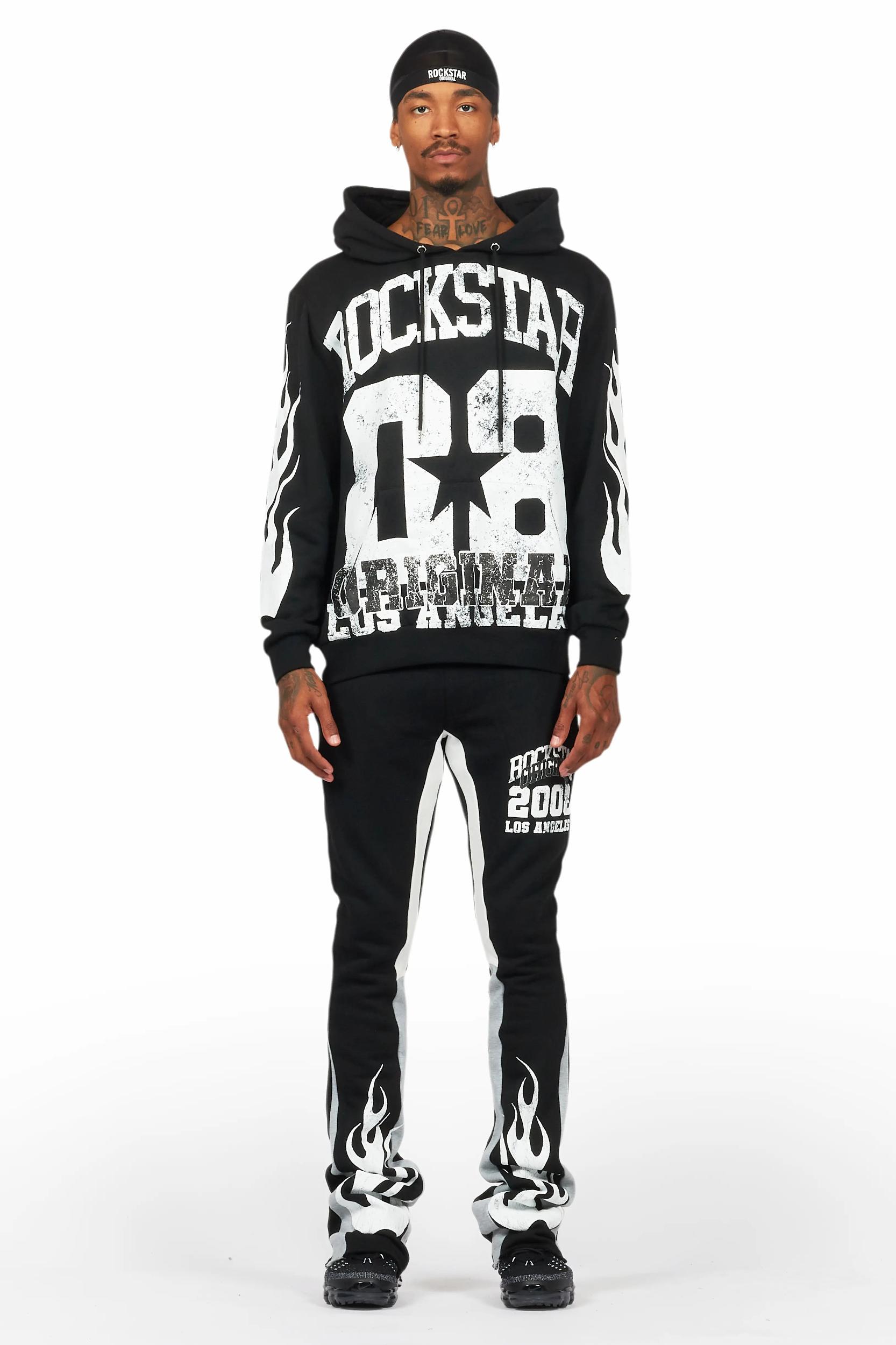 Edel Black/White Hoodie/Stacked Flare Pant Set Male Product Image