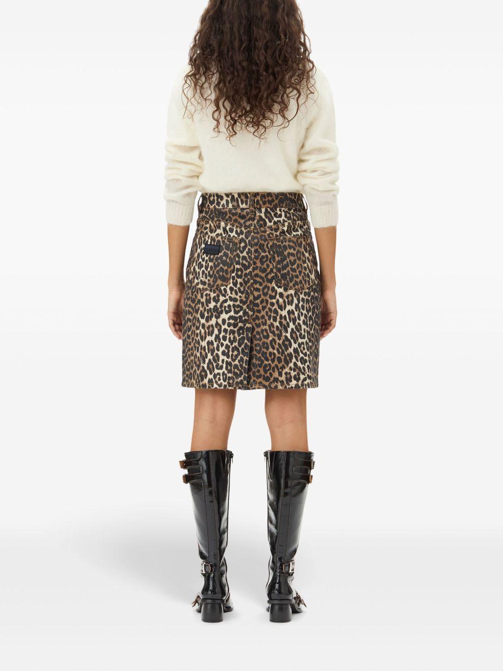 leopard-print denim midi skirt Product Image
