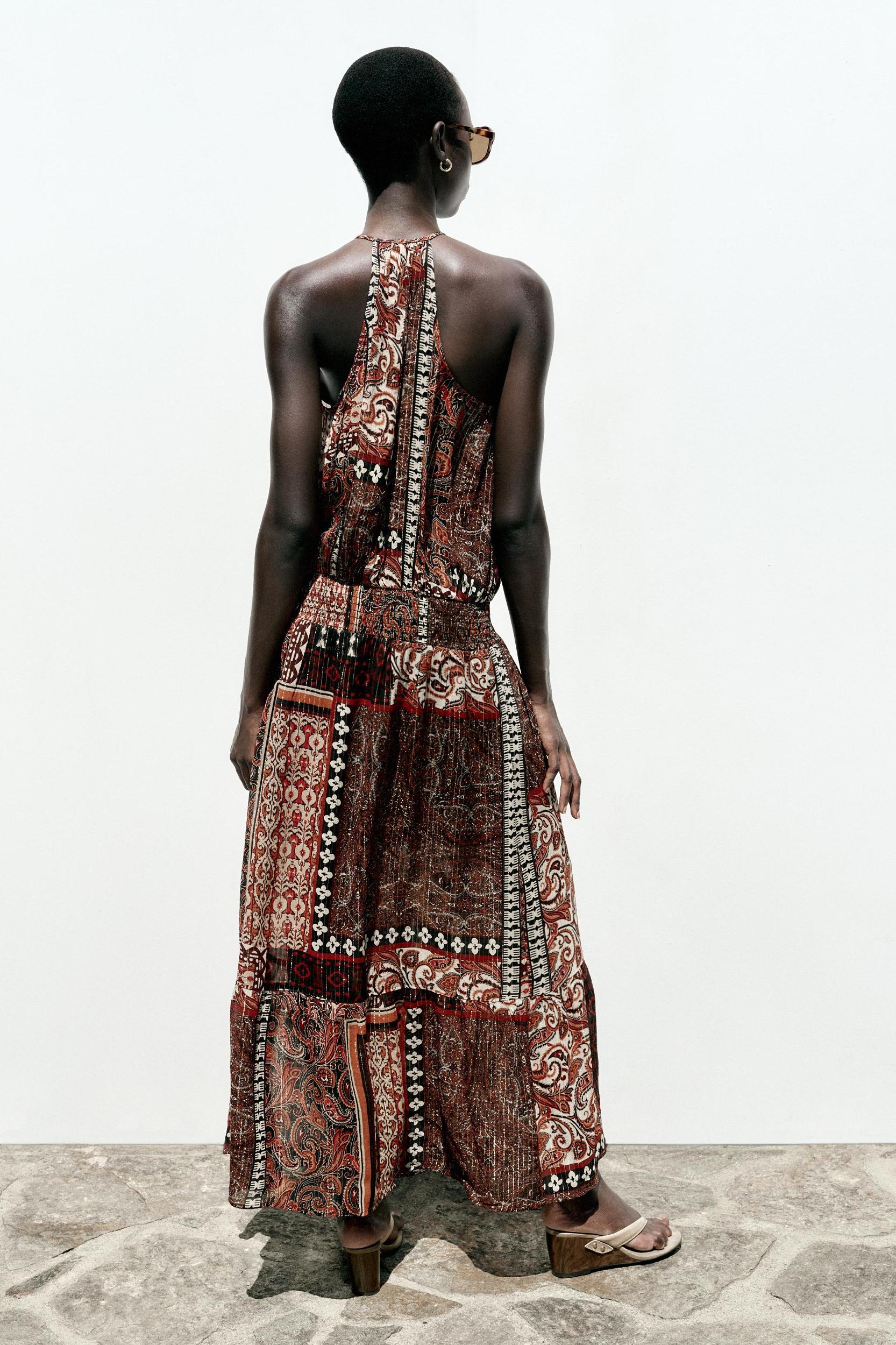 METALLIC THREAD PRINT DRESS Product Image