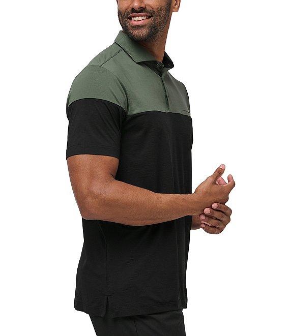 TravisMathew Performance Stretch Heater Pro Color Block Short Sleeve Polo Shirt Product Image