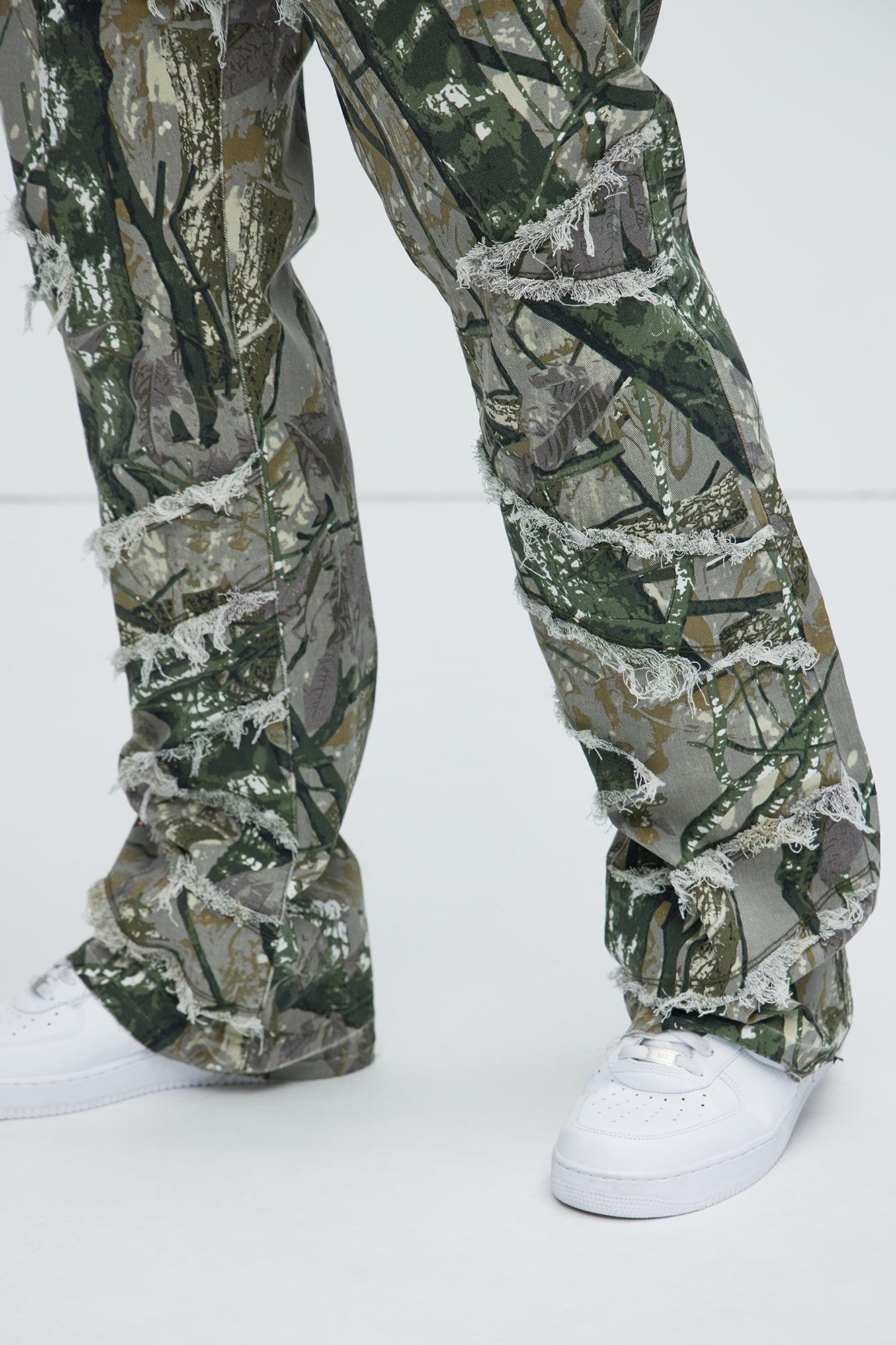 All Over Fray Stacked Skinny Flare Jeans - Green/combo Product Image