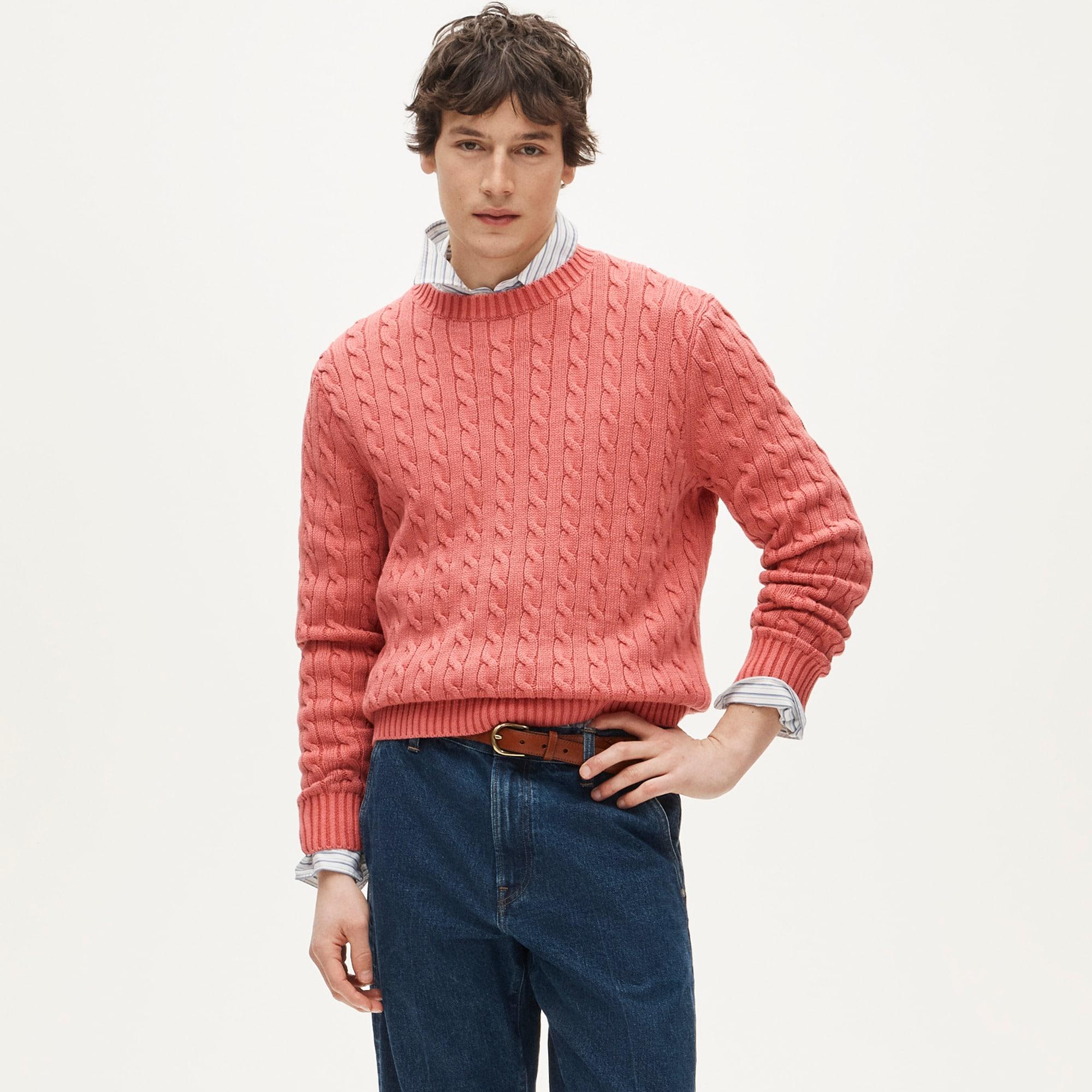 Garment-dyed cable-knit cotton sweater Product Image