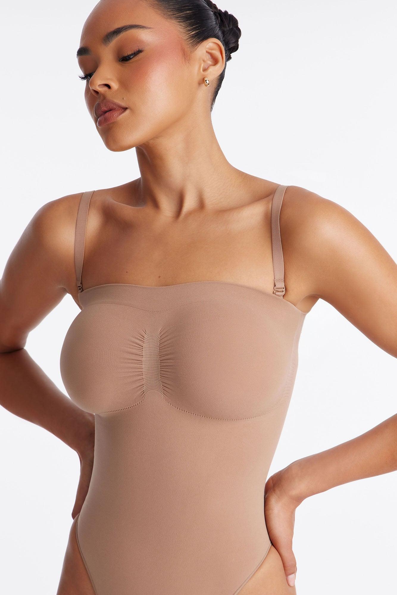 Nova Sculpt Seamless Strong Compression Strapless Thong Bodysuit - Nude Female Product Image