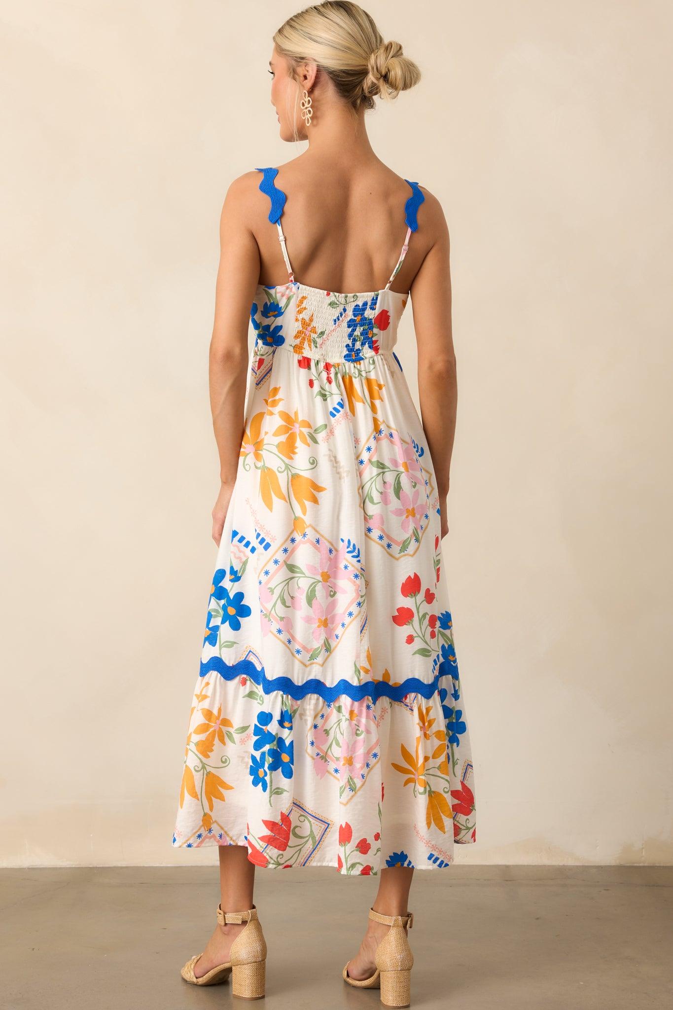 One Day At A Time Ivory Floral Patchwork Maxi Dress Product Image