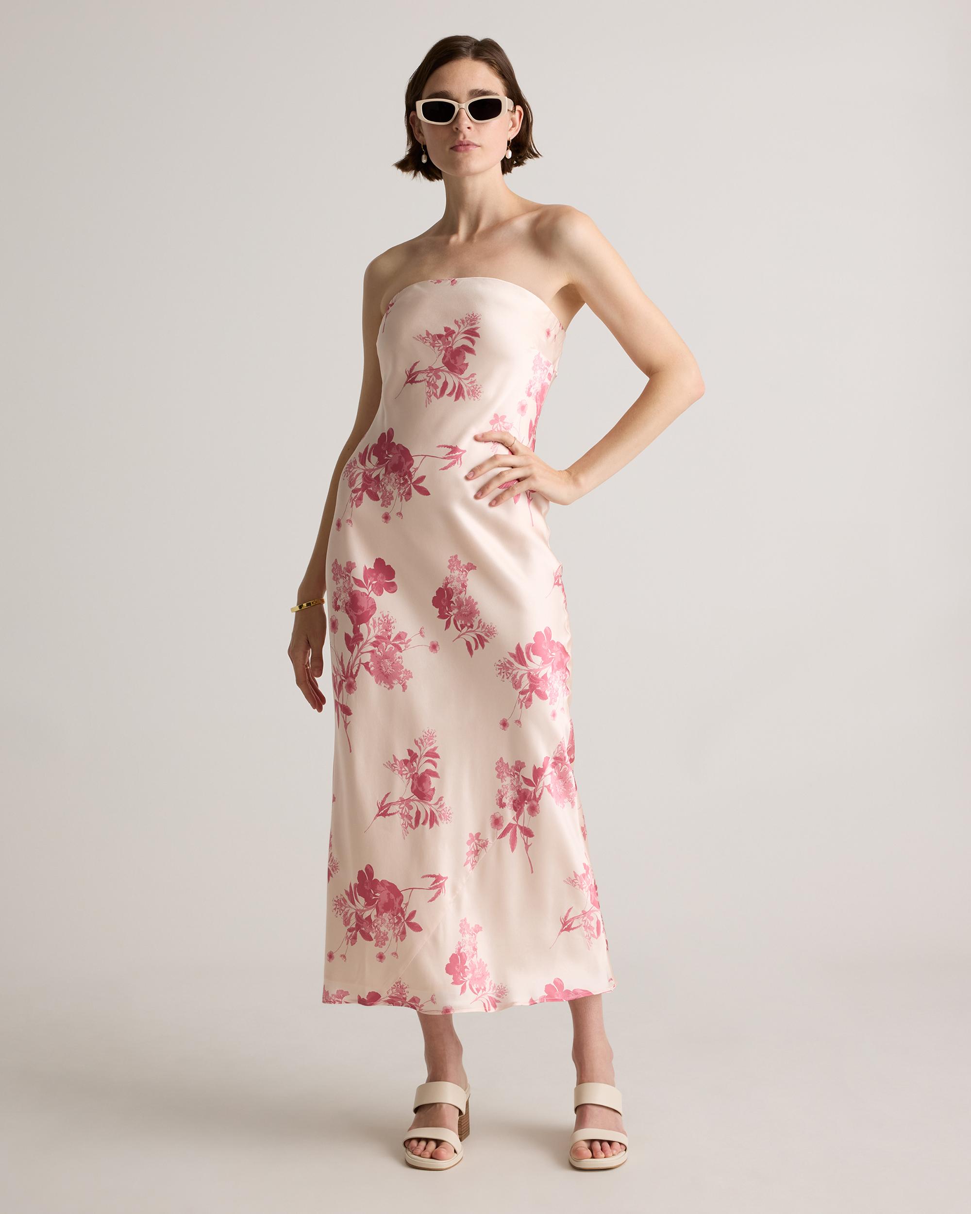 Quince | Women's Strapless Midi Dress Mulberry Silk Product Image