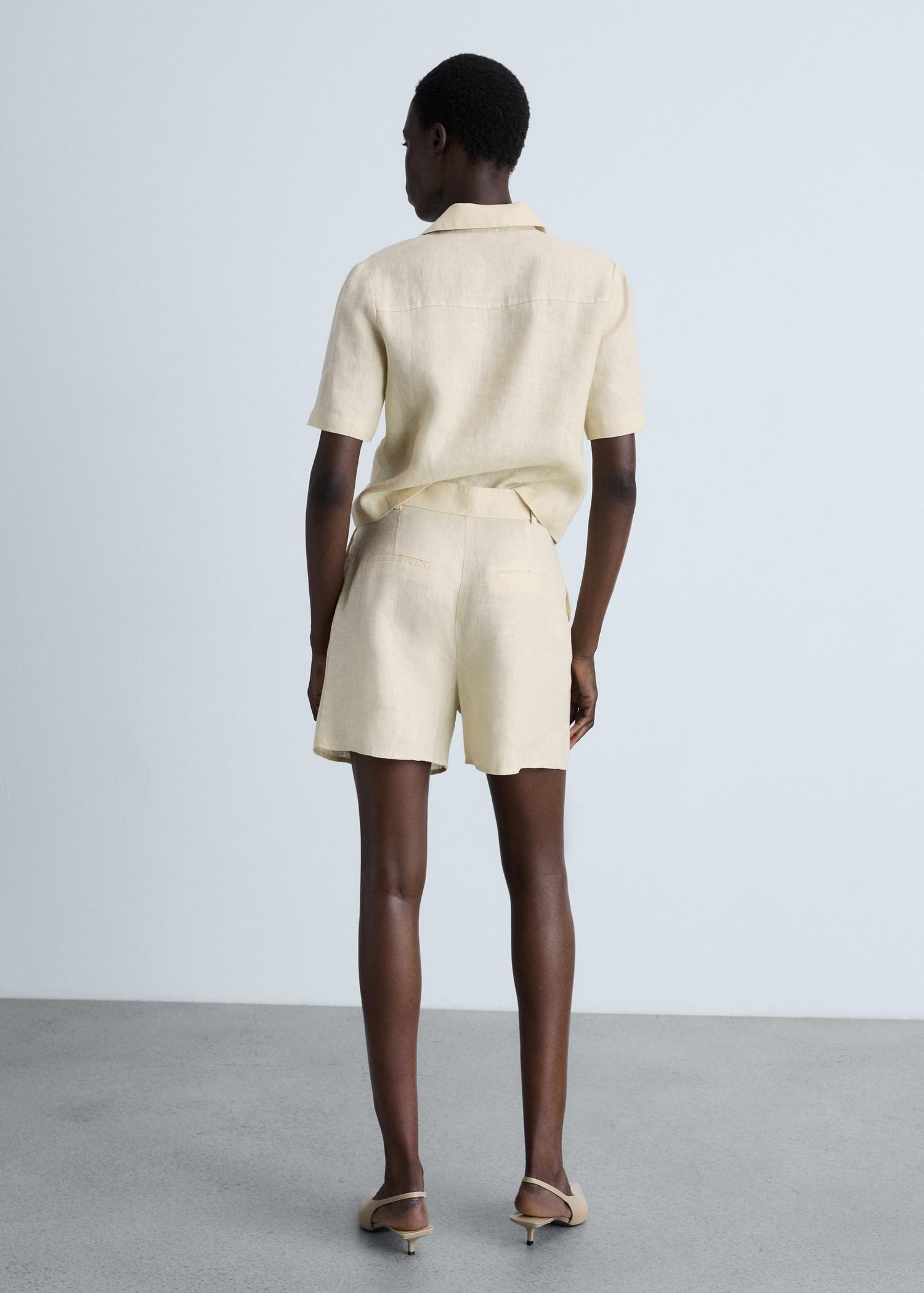 Linen shorts with belt - Women | MANGO USA Product Image