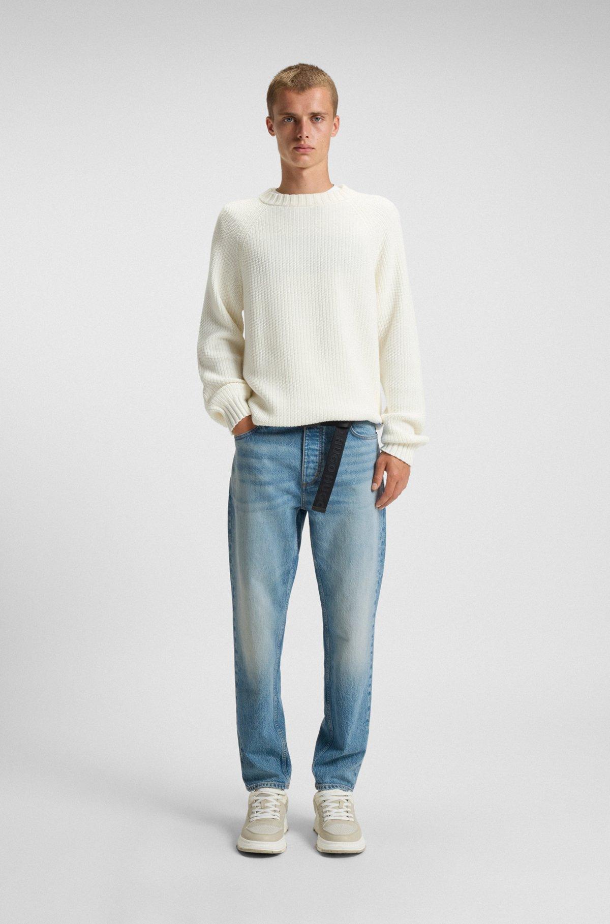 Tapered-fit jeans in green-cast stretch denim Product Image