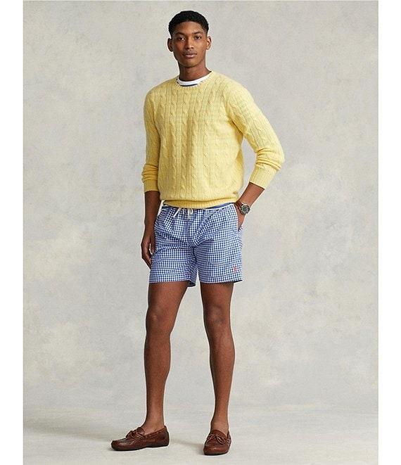 Polo Ralph Lauren 5.75#double; Inseam Traveler Classic Gingham Swim Trunks Product Image