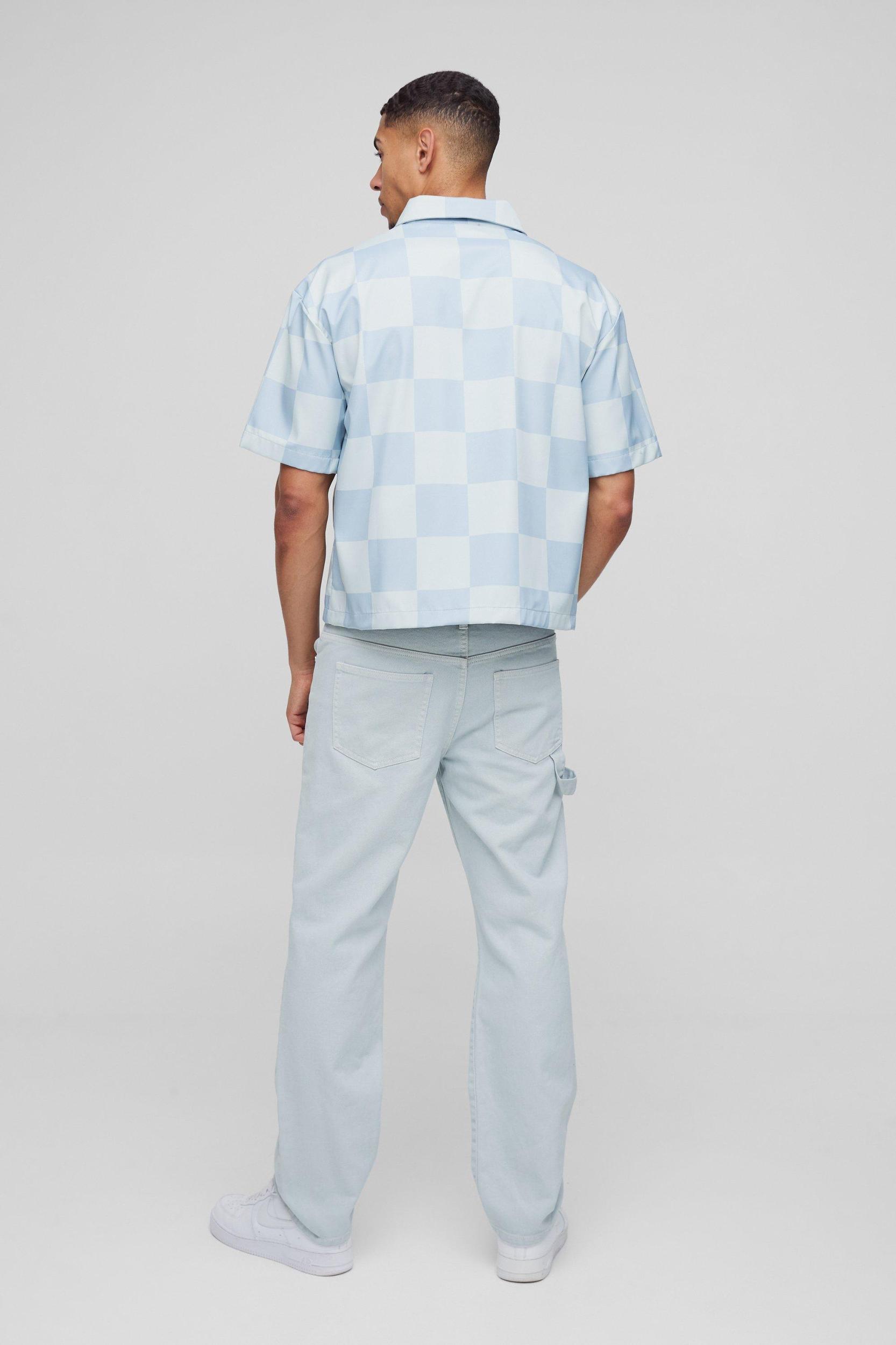 Oversized Boxy Checkerboard Collared Shirt | boohooMAN USA Product Image