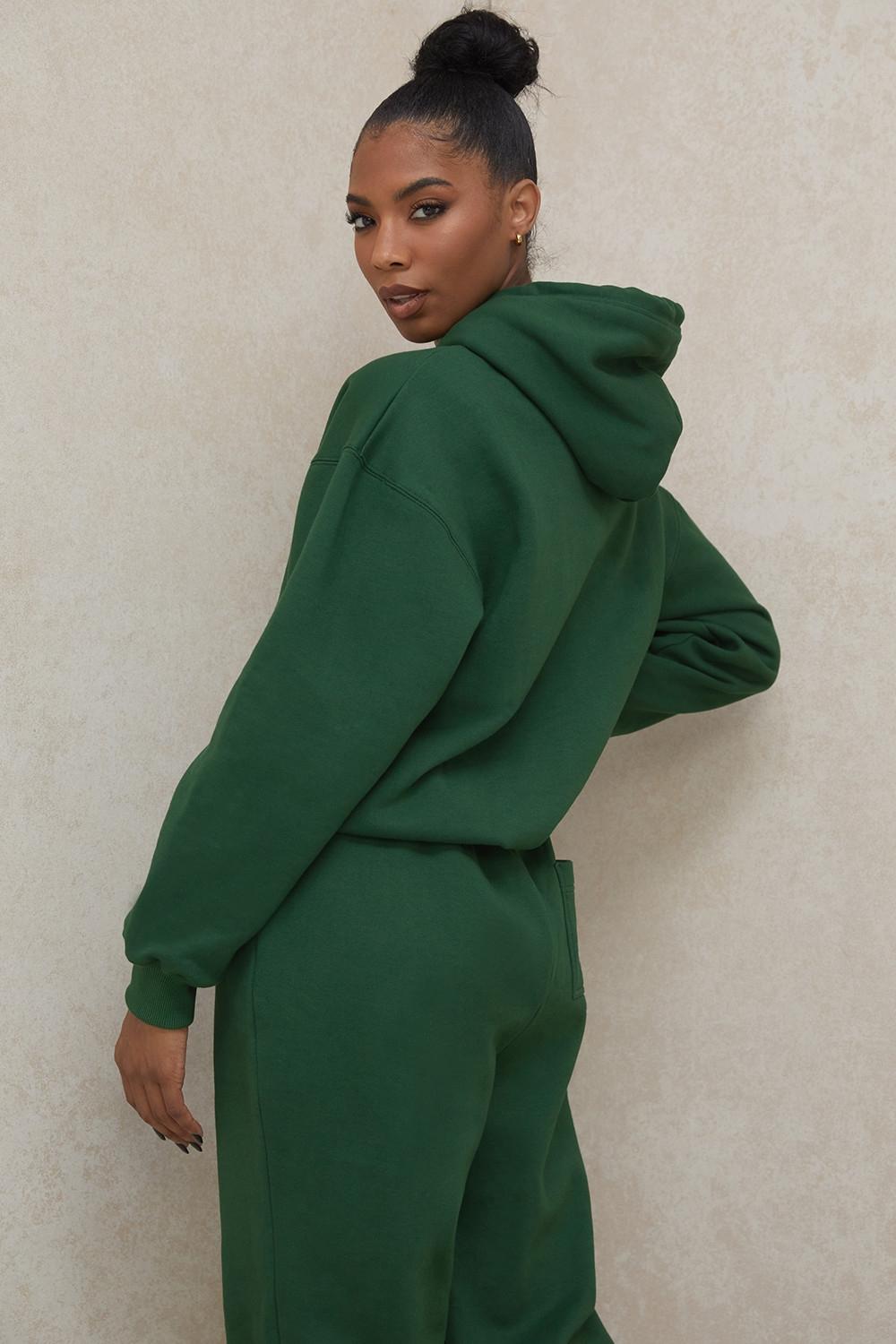 Halo  green cotton fleece-back oversized hoodie Product Image