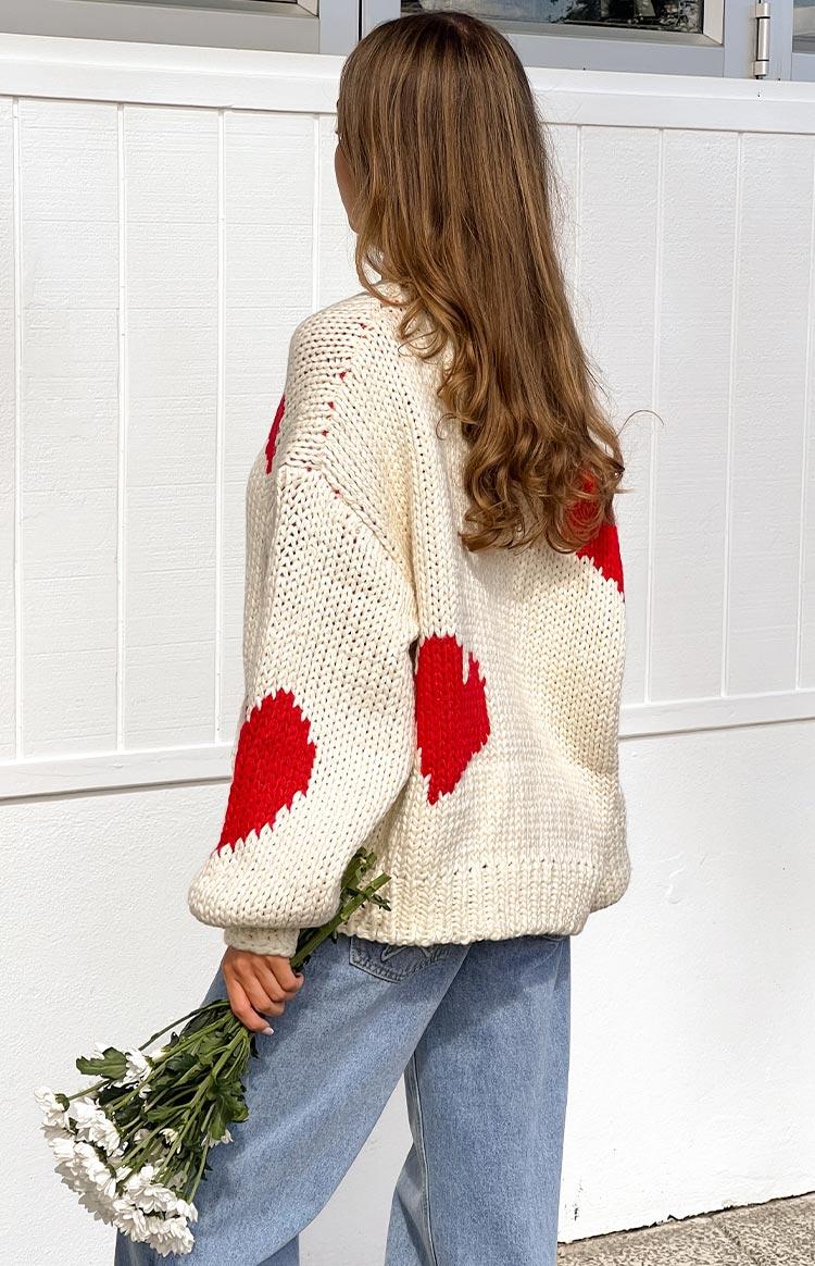 Chandi Cream Heart Chunky Knit Sweater Product Image