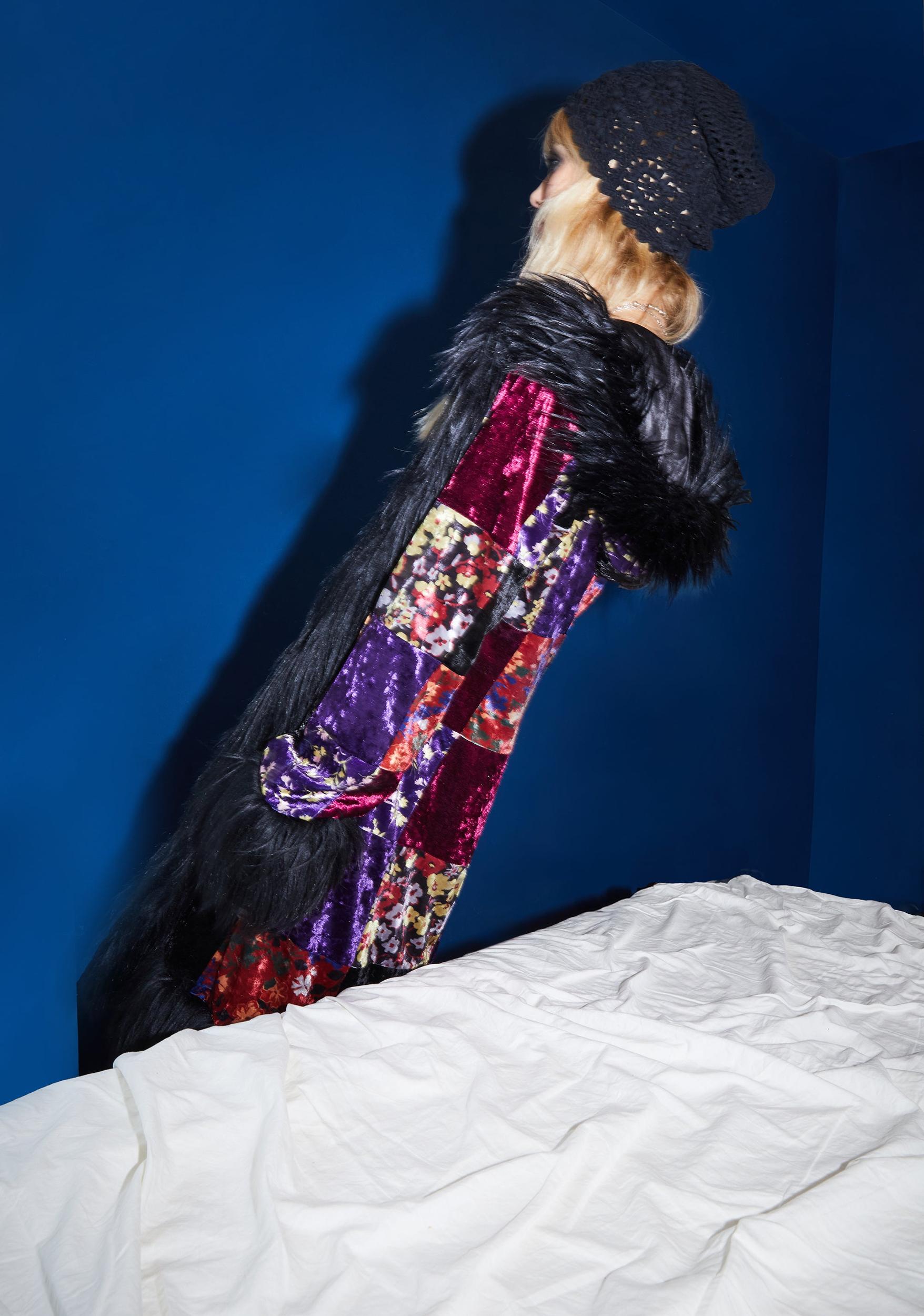 Current Mood Velvet Patchwork Floral Coat - Multi Product Image