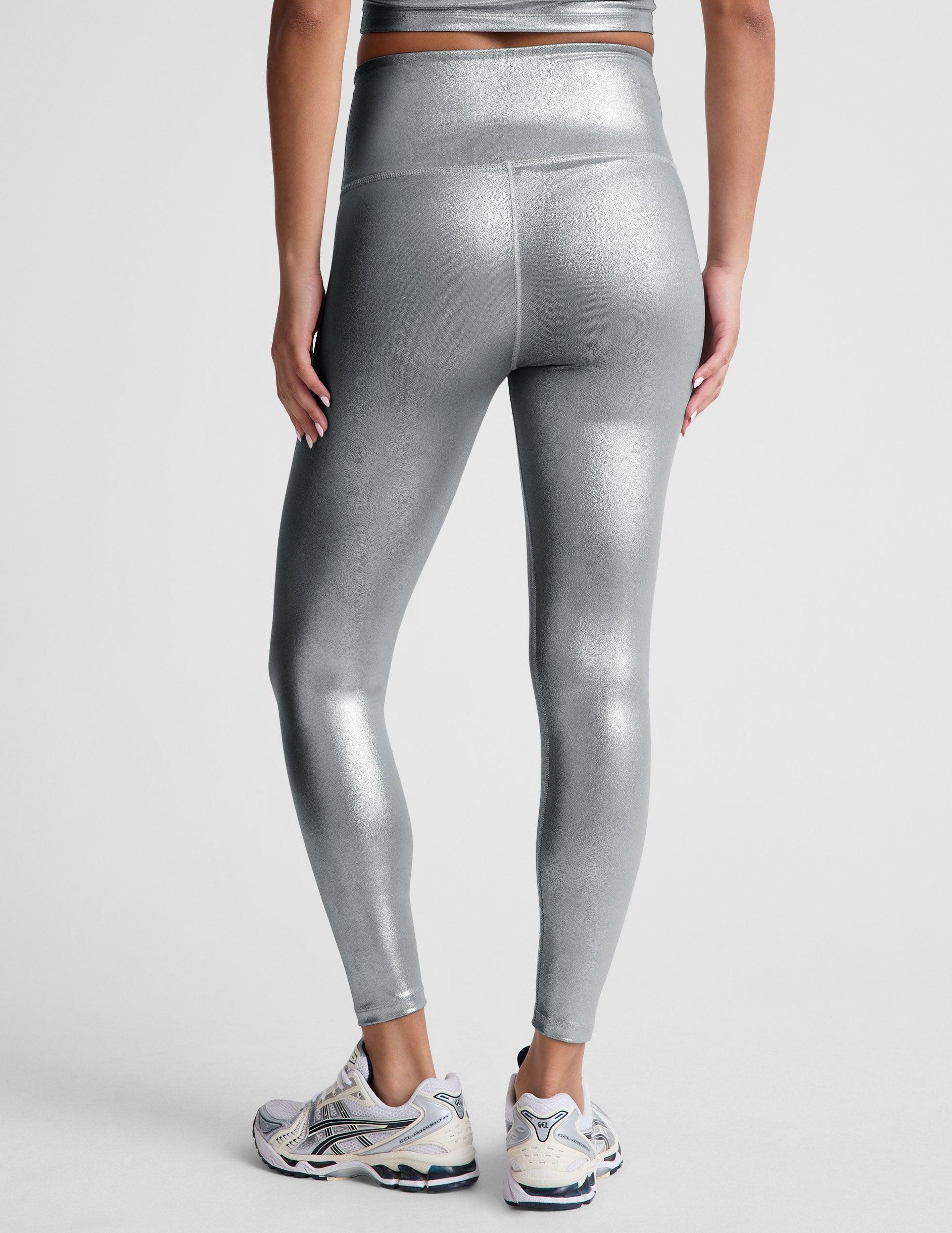 Liquid Silver High Waisted Midi Legging Product Image