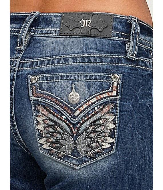 Miss Me Butterfly Mid Rise Bootcut Jeans Product Image