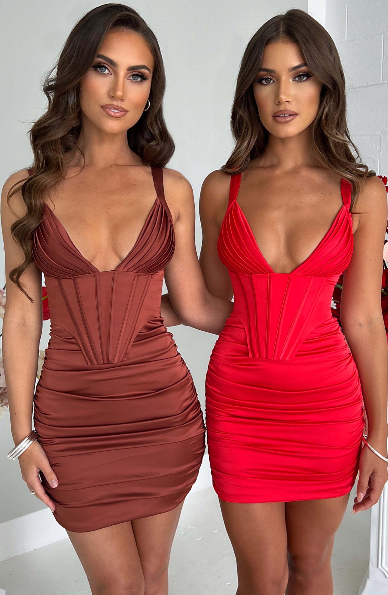 Izabella Mini Dress - Rust Product Image