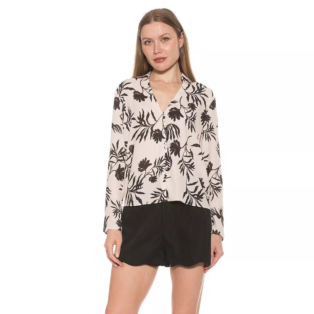 Women's ALEXIA ADMOR Lori Long Sleeve V-Neck Shirt,  Product Image