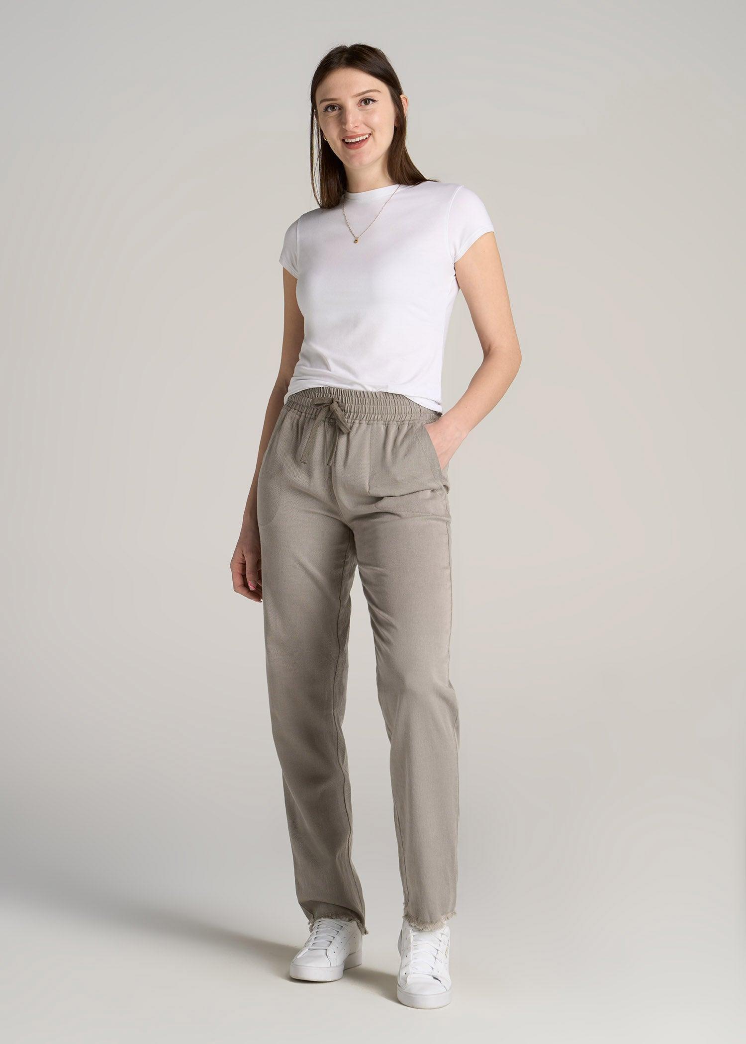 Patch Pocket Twill Pants for Tall Women in Taupe Grey Female Product Image