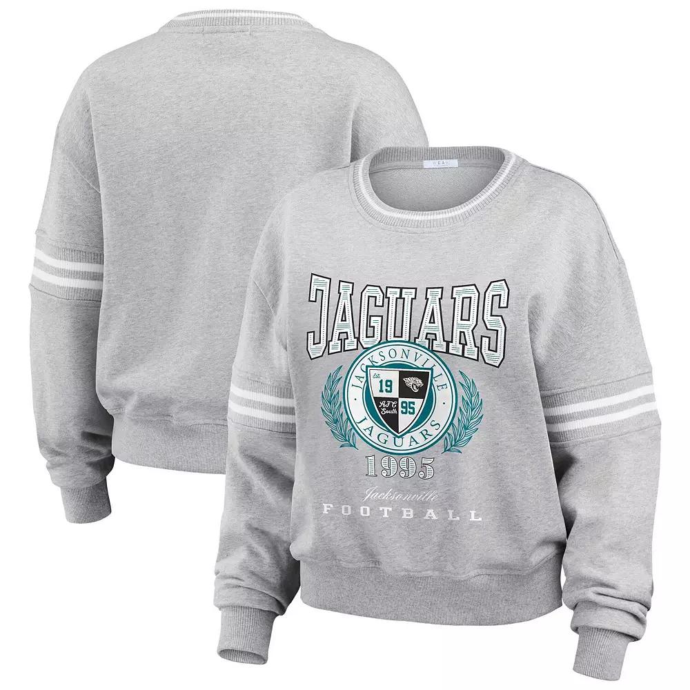 Women's WEAR by Erin Andrews Heather Gray Atlanta Falcons Cropped Pullover Sweatshirt, Size: Medium, Grey Product Image