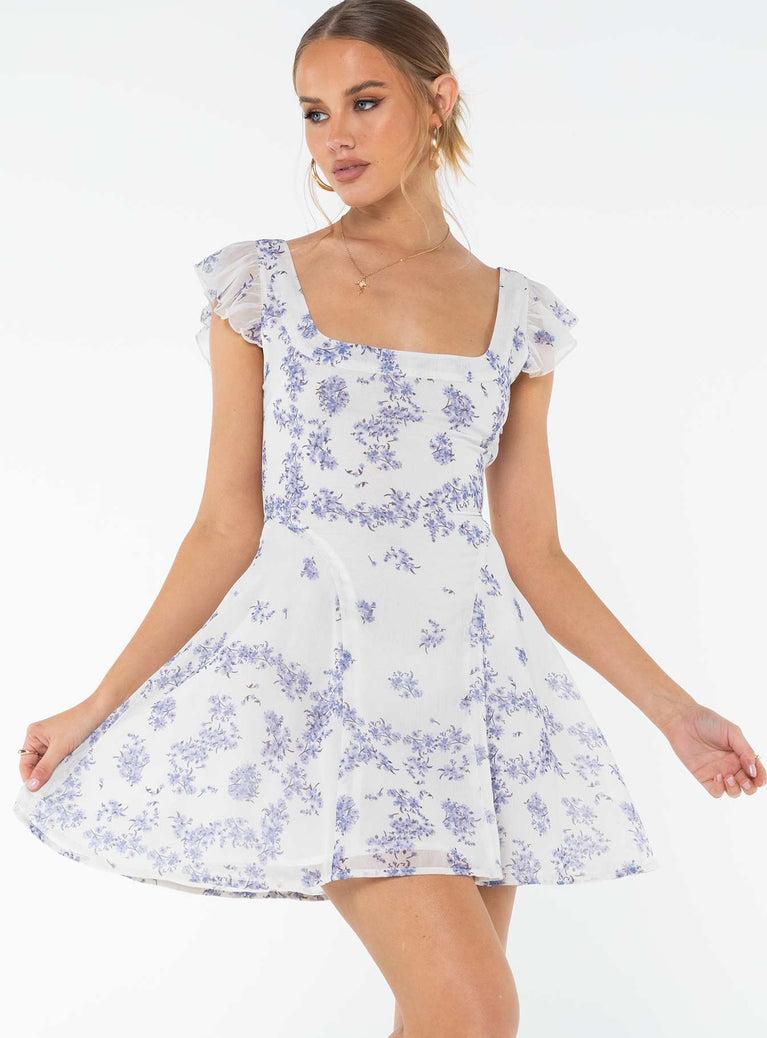 Dream Away Mini Dress Blue Multi Product Image