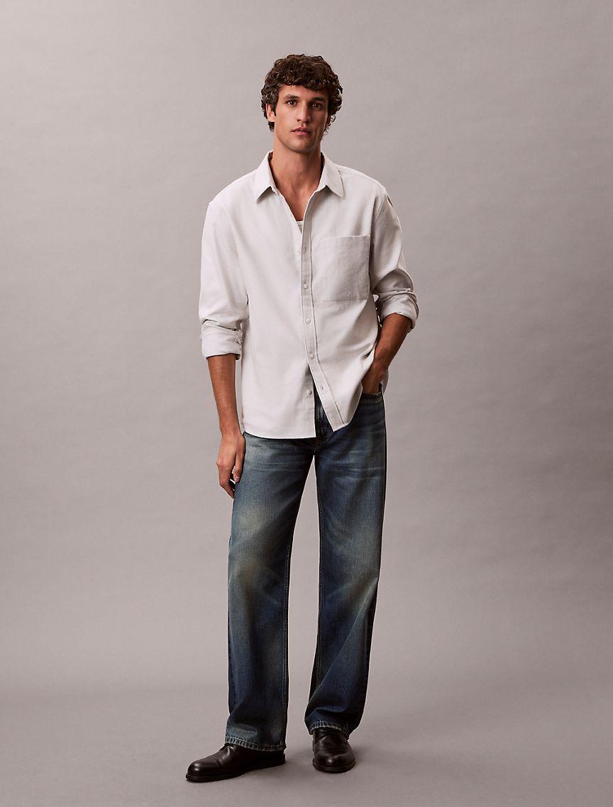 Melange Flannel Relaxed Button-Down Shirt Product Image