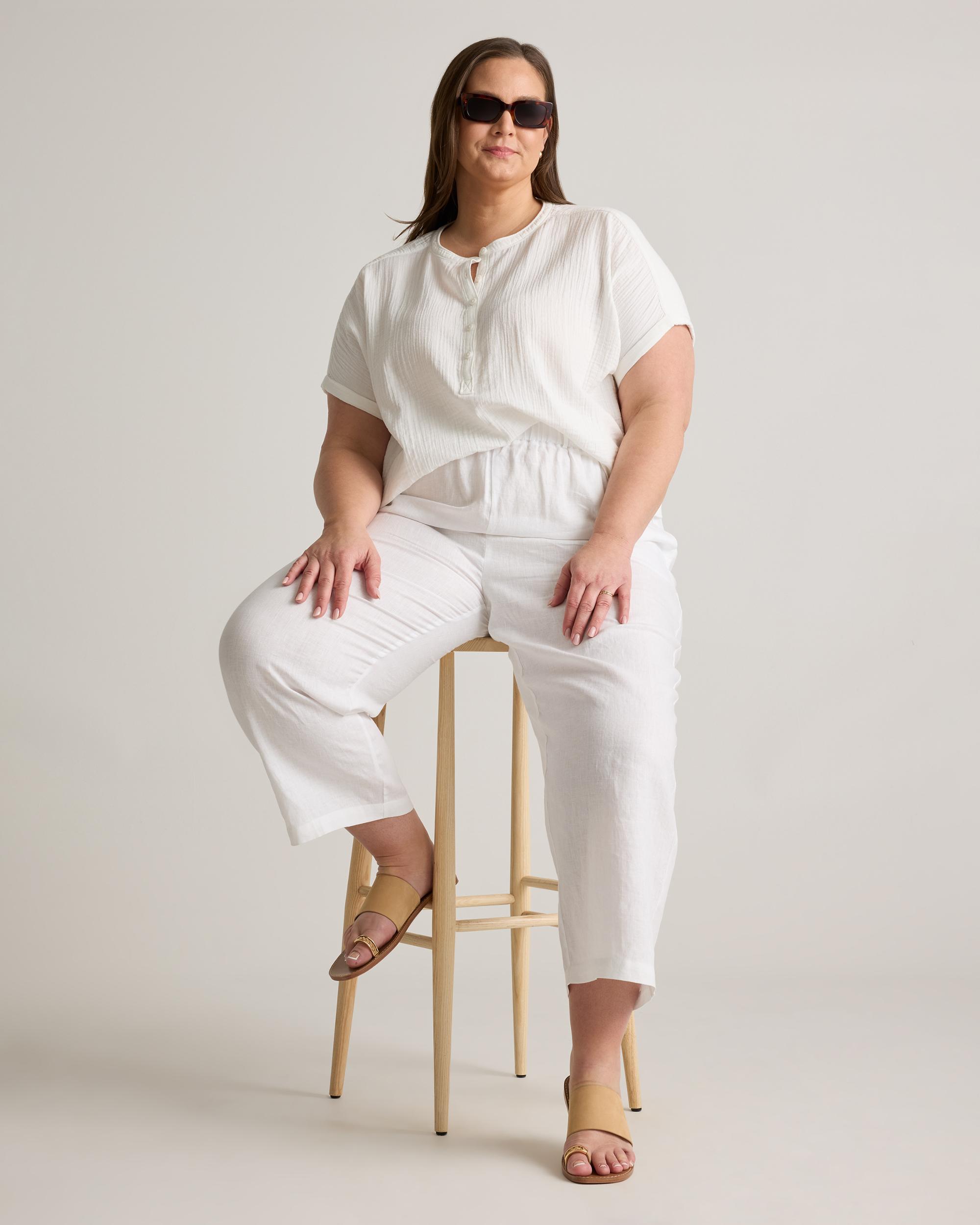 Quince | Women's Gauze Roll Sleeve Shirt Organic Cotton Product Image