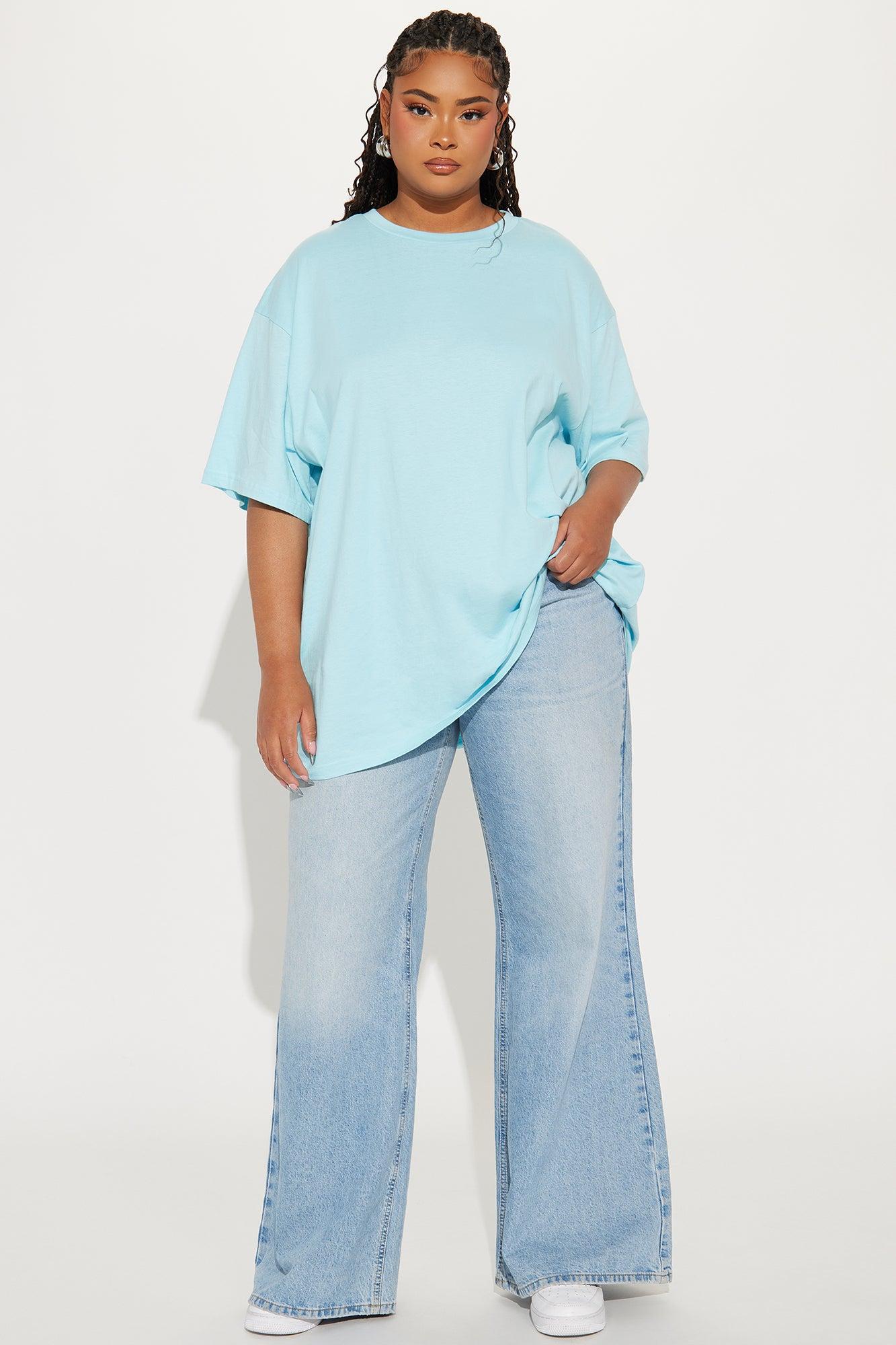 The Oversized Boyfriend Tee - Light Blue Product Image
