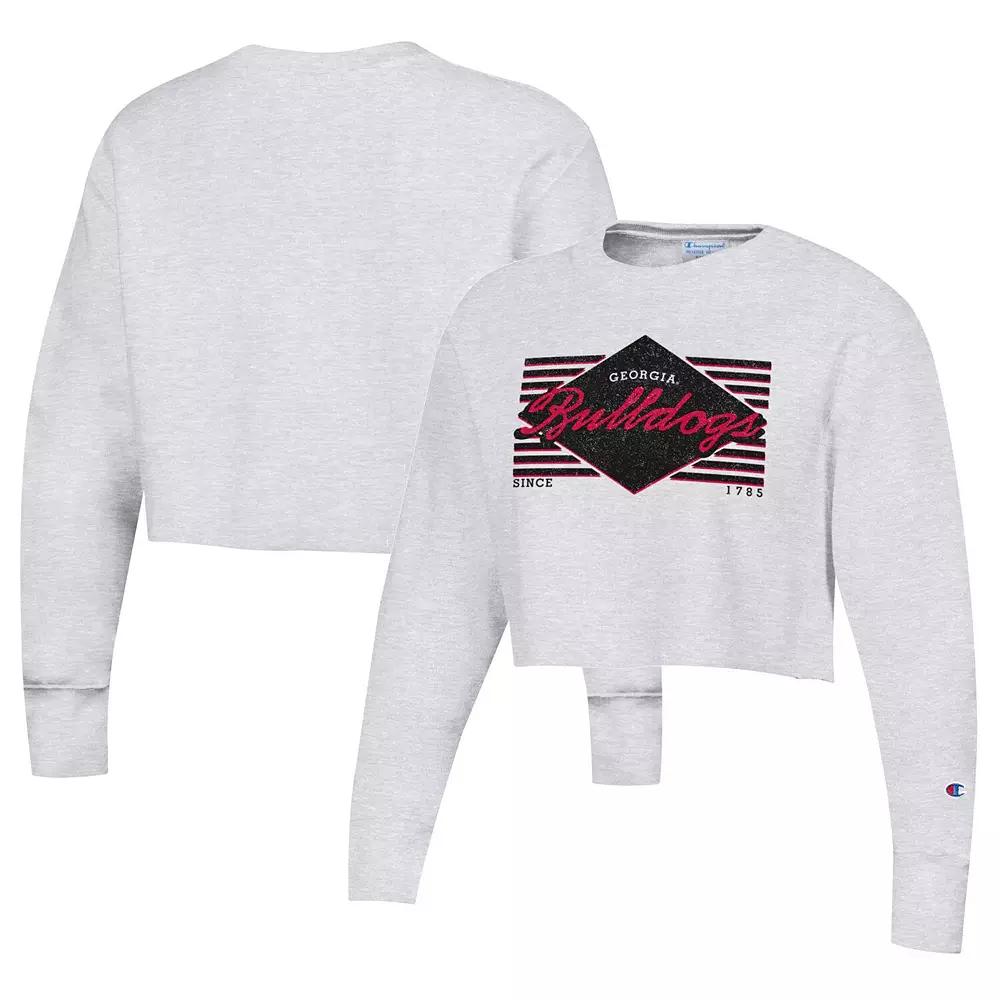 Women's Champion Heather Gray Georgia Bulldogs Reverse WeaveÂ Cropped Pullover Sweatshirt,  Product Image