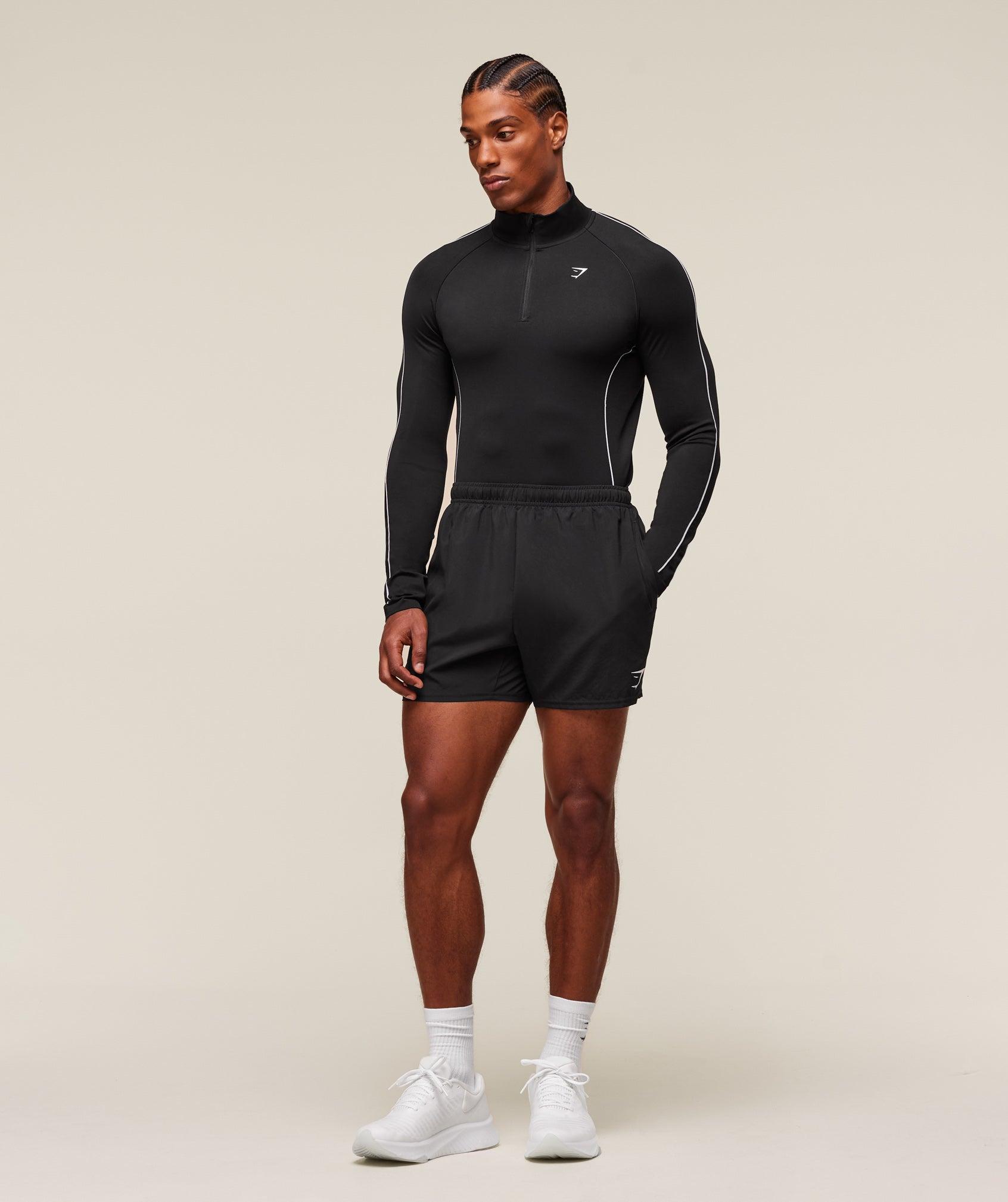 Gymshark Clean Contour Seamless 1/4 Zip - Black/White Male Product Image