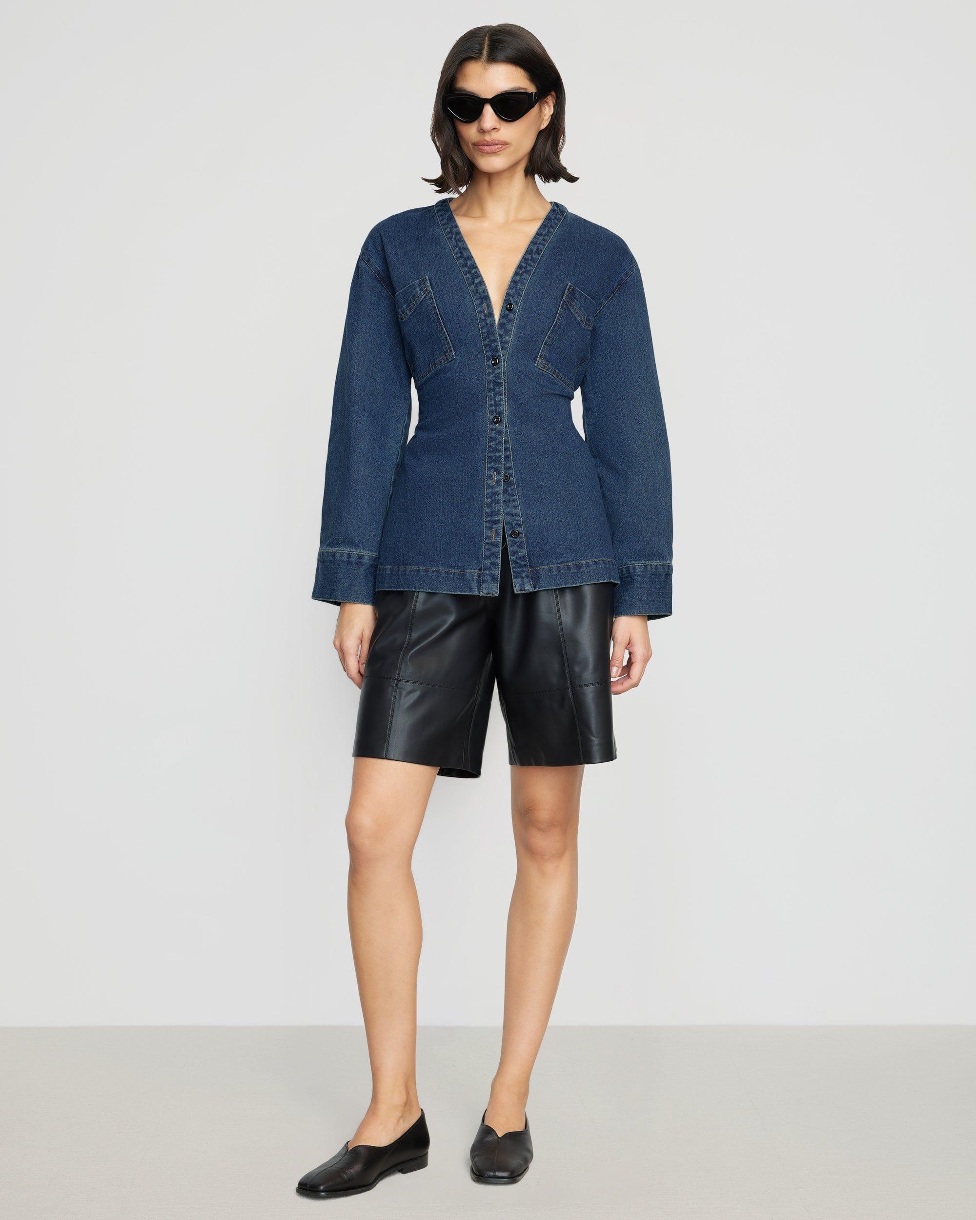Emmett Structured-Sleeve Denim Jacket Product Image