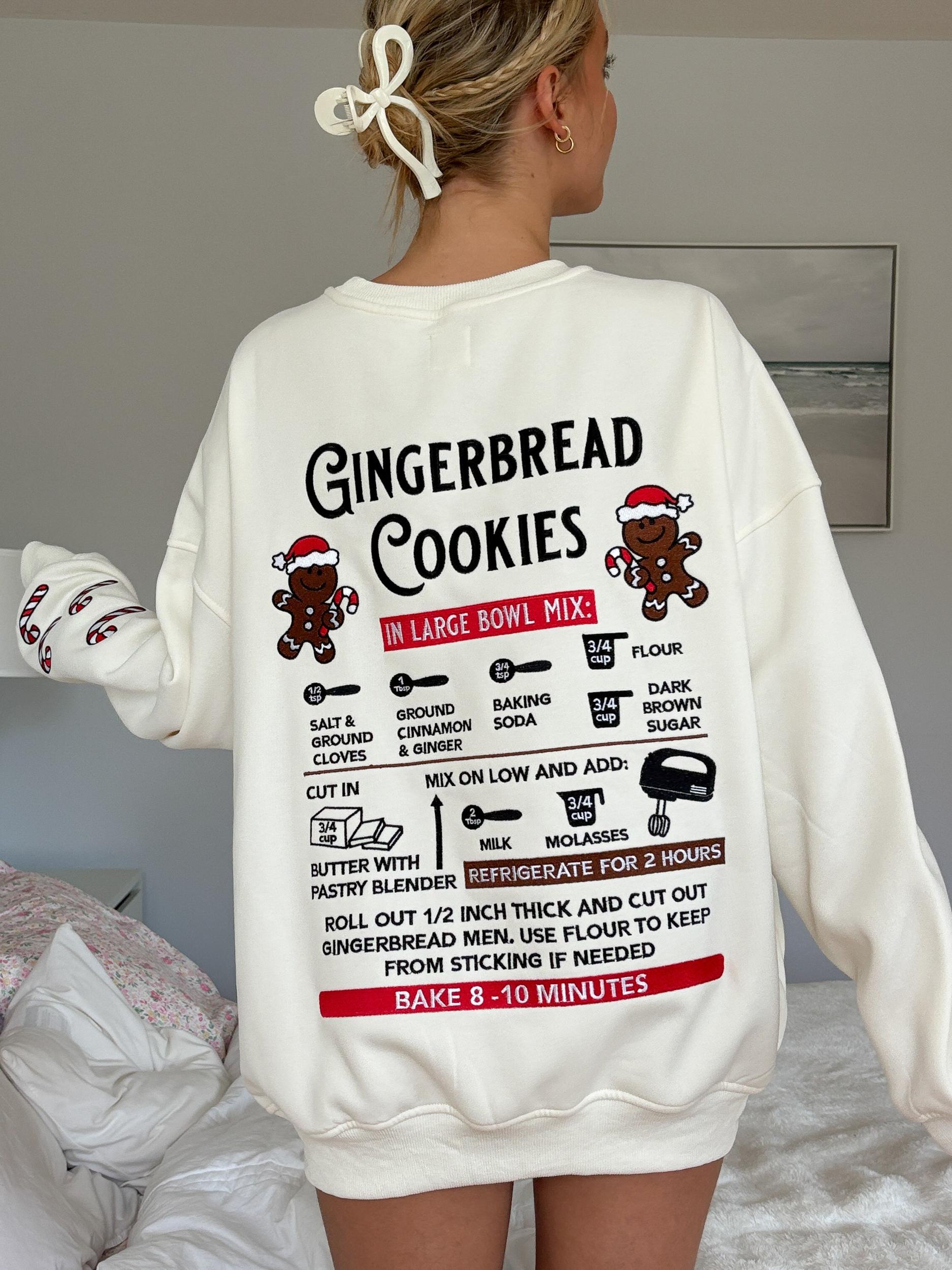 Ivory Gingerbread Recipe Christmas Embroider Sweatshirt Product Image