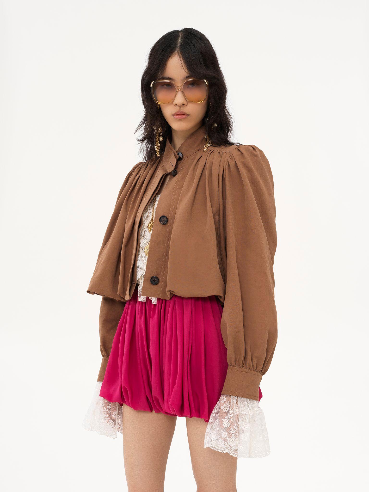 Gathered boule jacket in linen & cotton Product Image