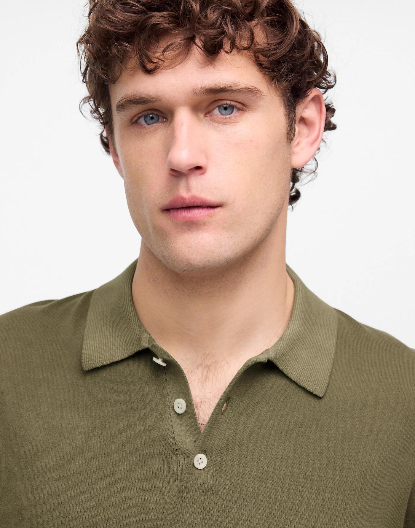 Three-Button Sweater Polo Shirt Product Image