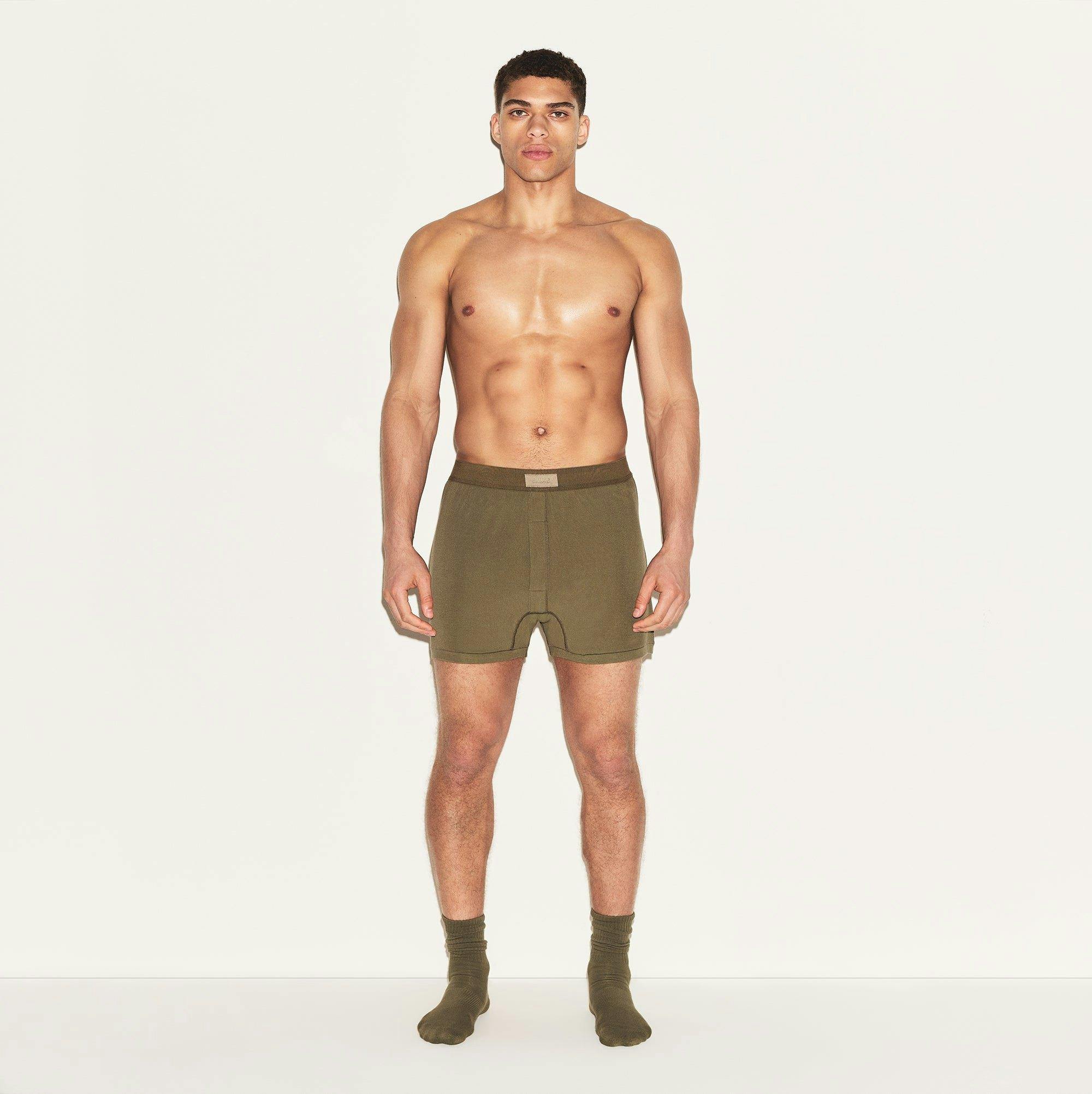 SKIMS COTTON MENS KNIT BOXER 3-PACK | ARMY MULTI Product Image