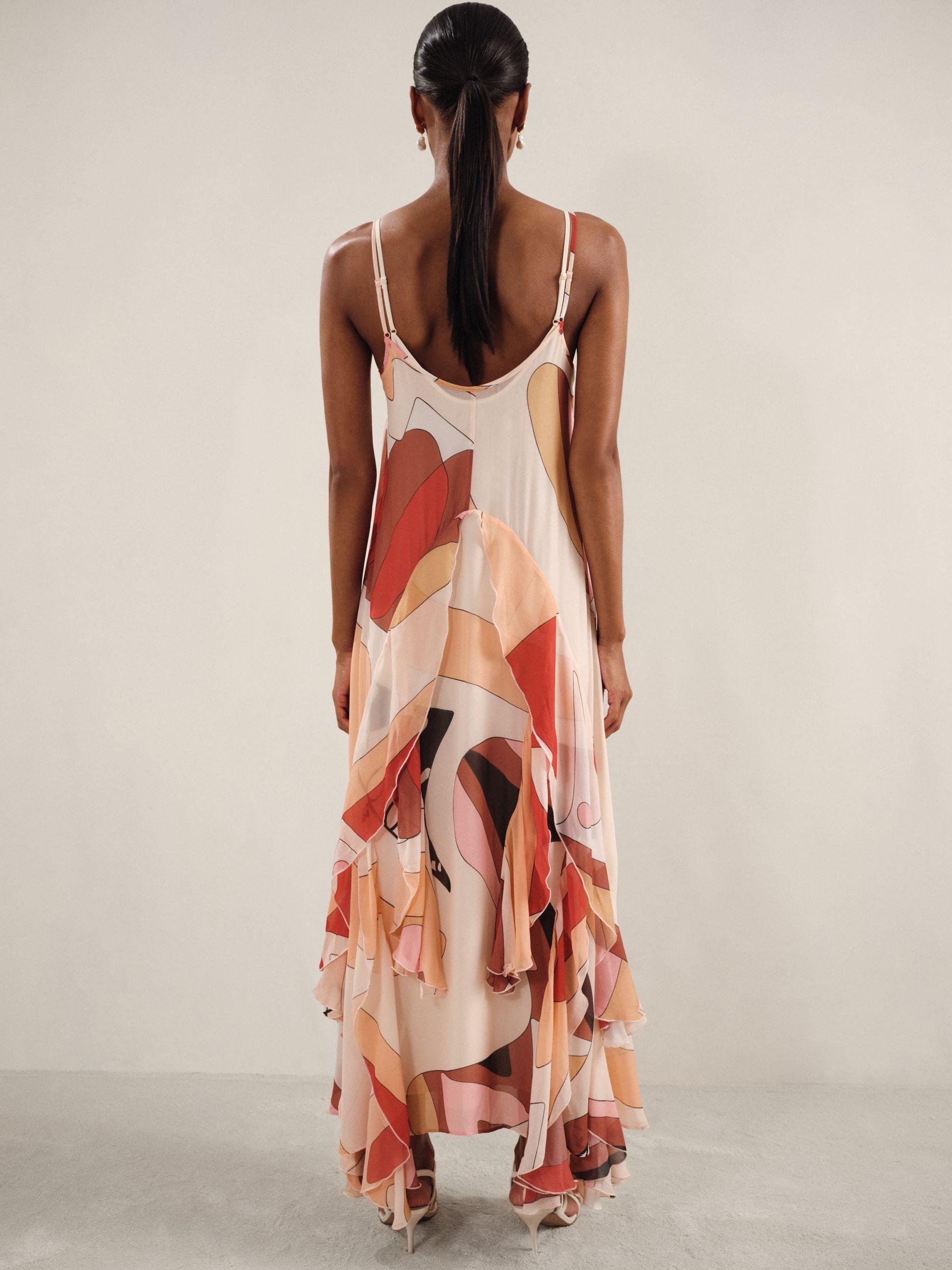 Petite Cotton Craft-Stitch Shirred Midi Dress in Khaki Product Image