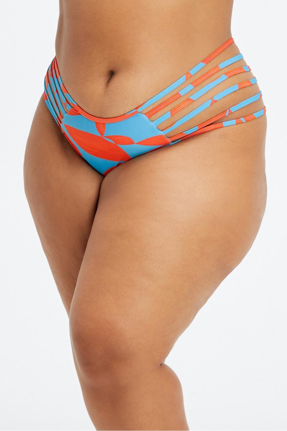 Fabletics High-Waisted Strappy Bikini Bottom Womens Floral Geo plus Size 4X Product Image