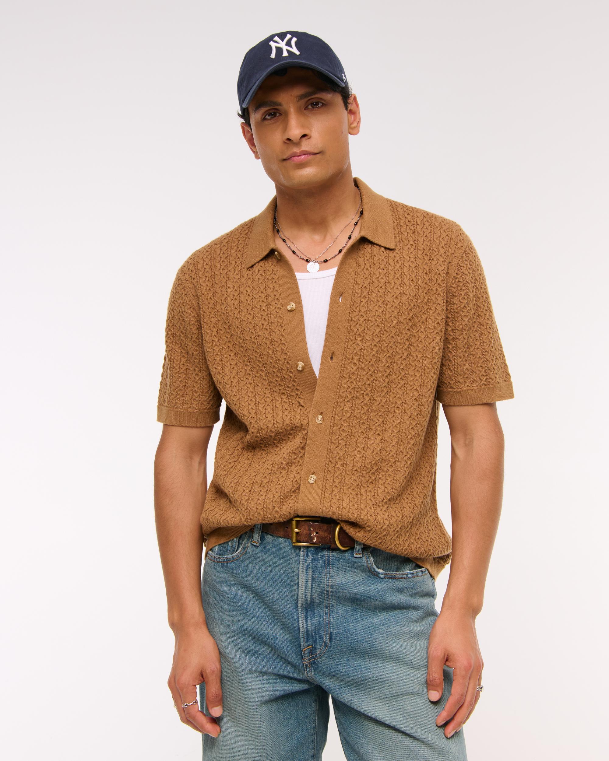 Cable Button-Through Sweater Polo Product Image
