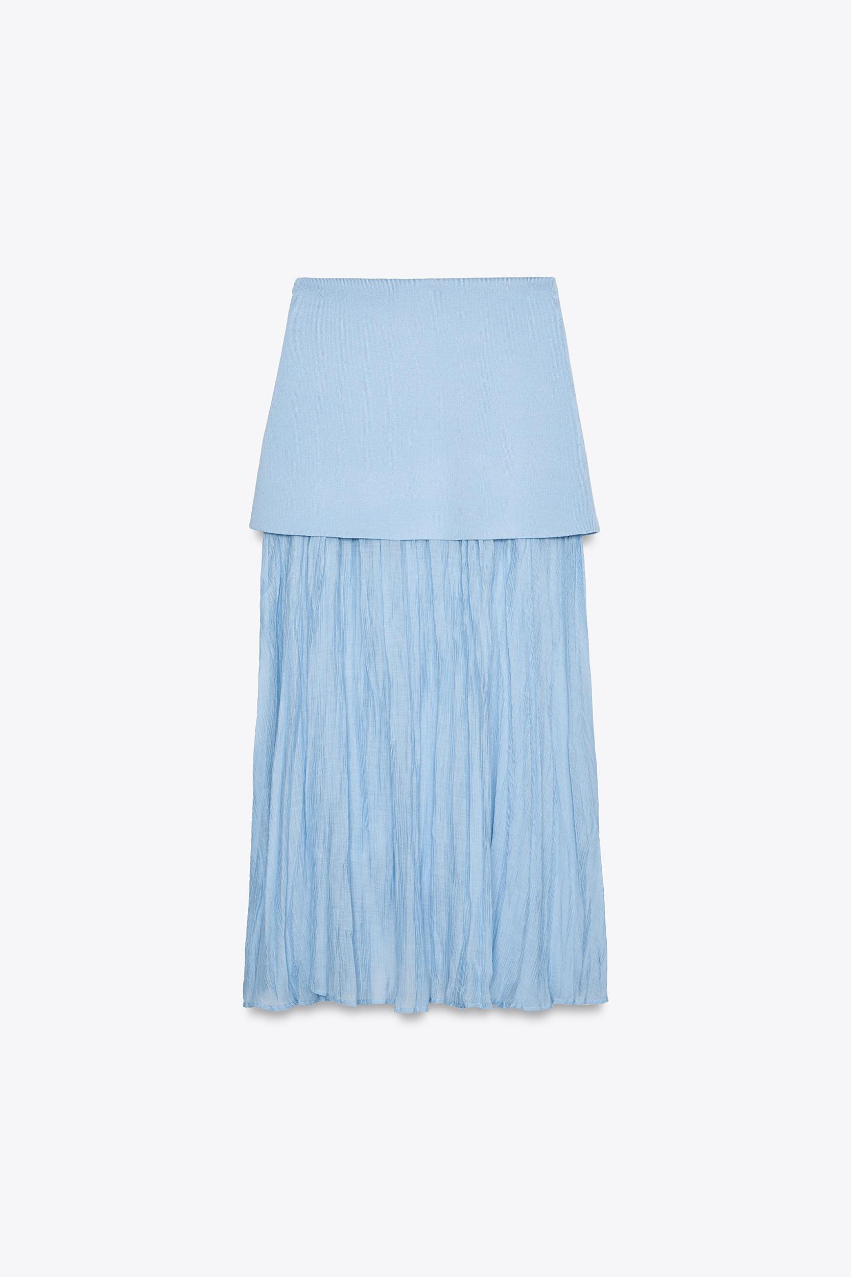 MIXED PLEATED KNIT SKIRT Product Image