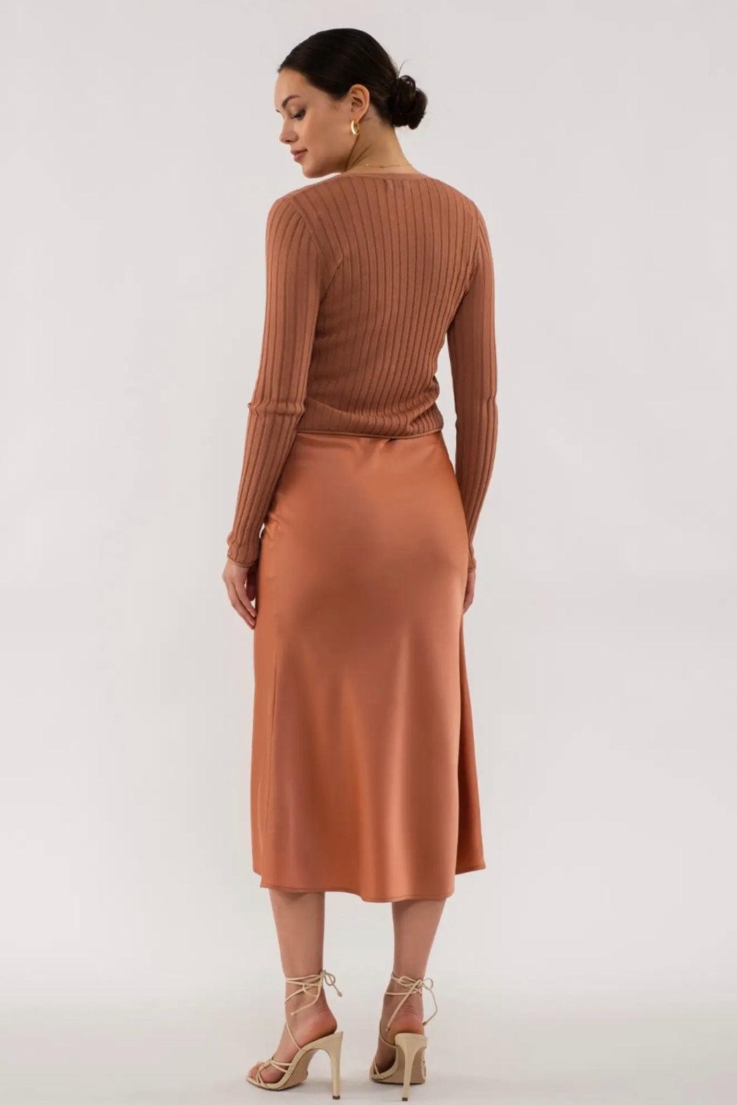 V Neck Slip On Midi Dress Product Image