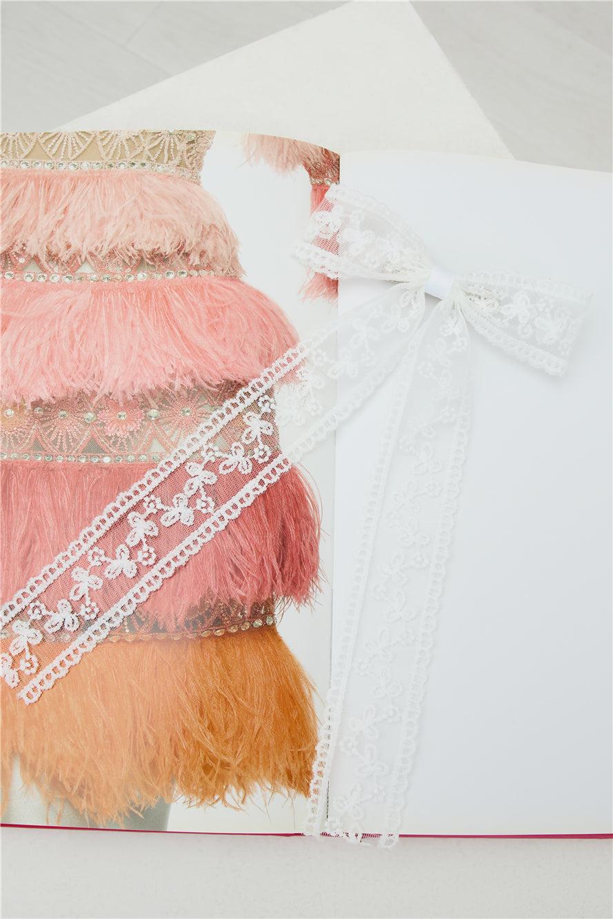 Lace Bow Hair Clip White Product Image